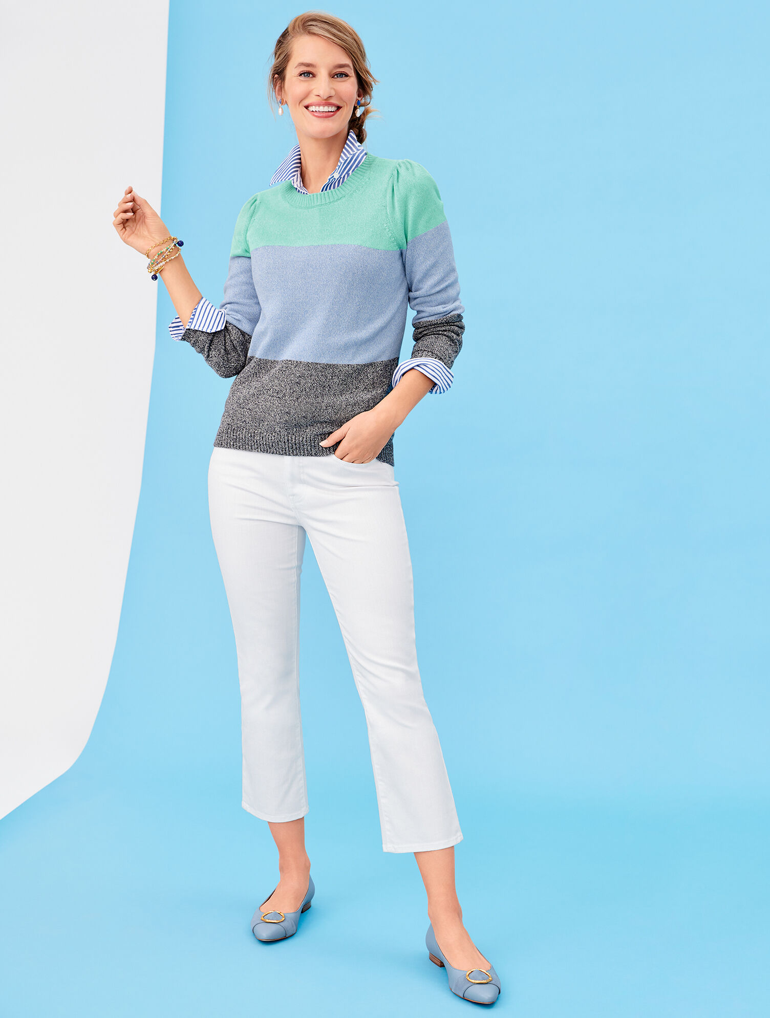 Crop Flare Jeans - White