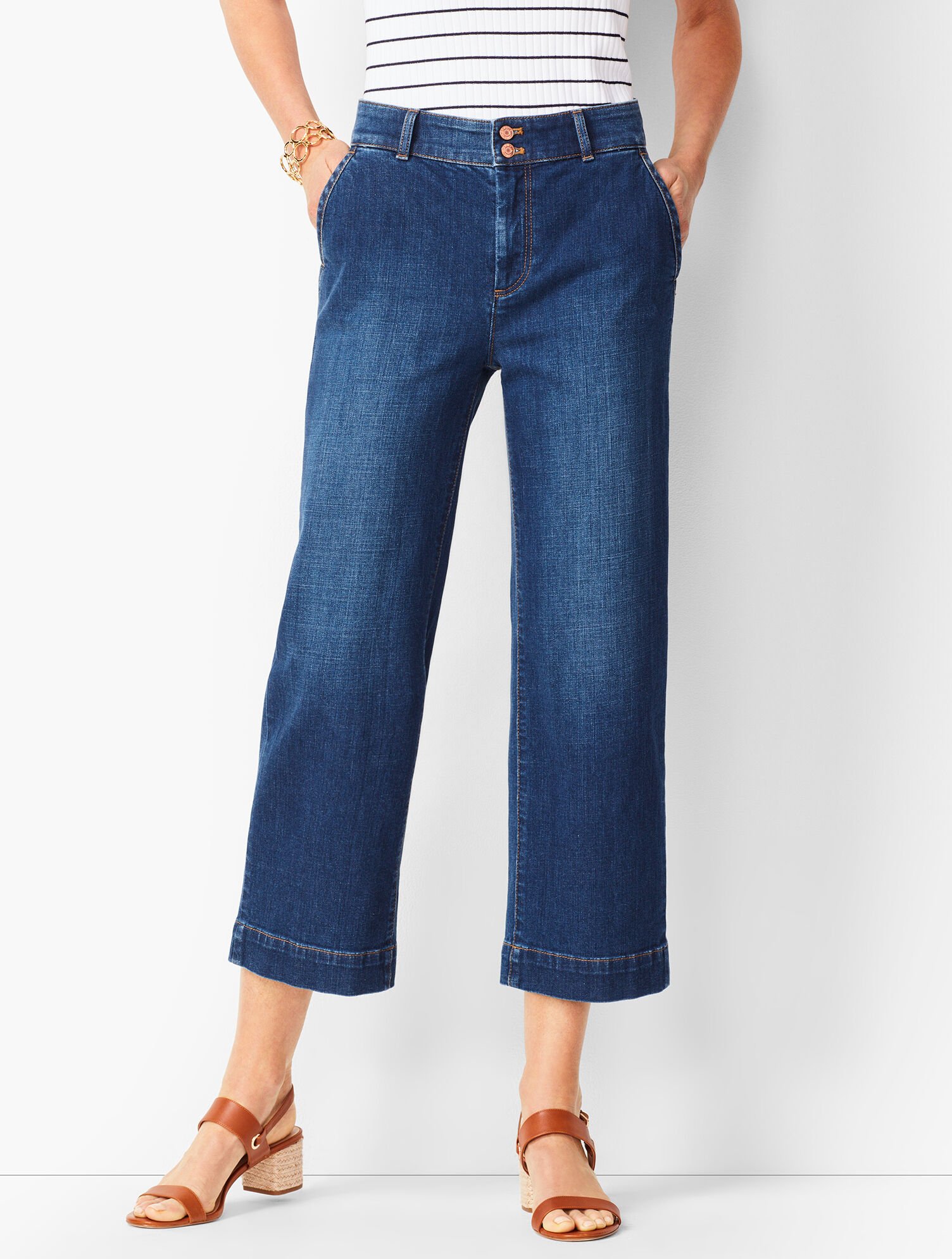 Denim Wide-Leg Crops Star Wash Talbots