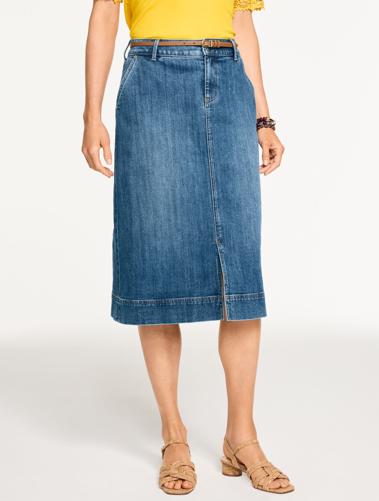 Denim A-line Midi Skirt Cardiff Wash Talbots