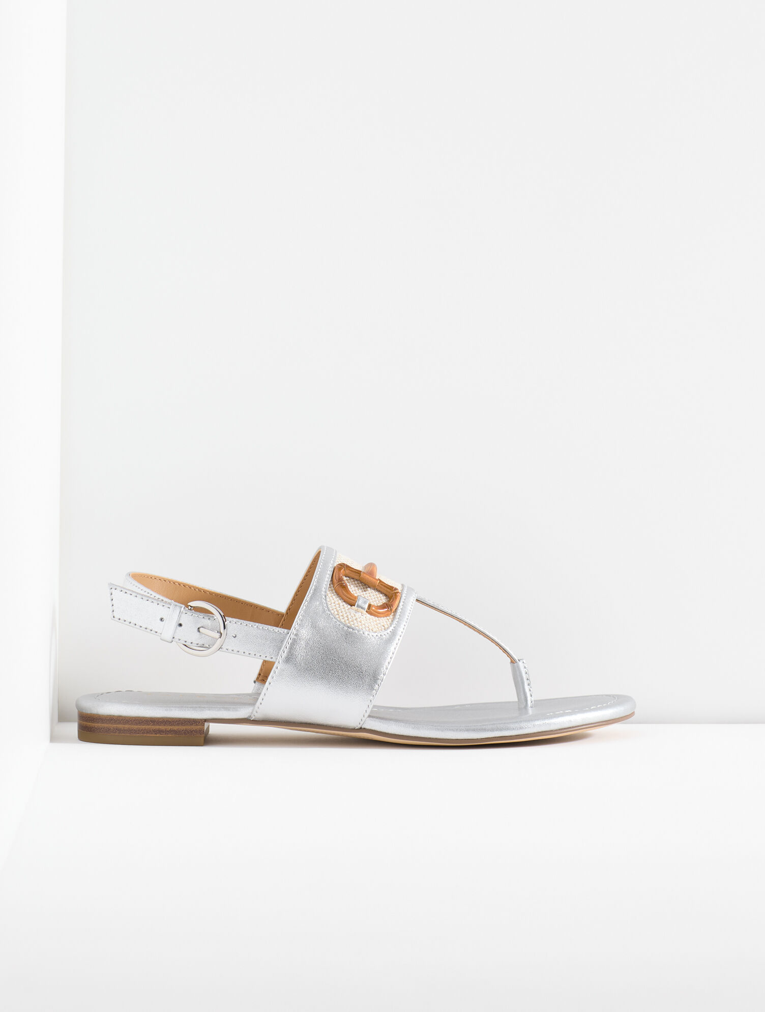 Gia Bit Metallic Nappa Thong Sandals