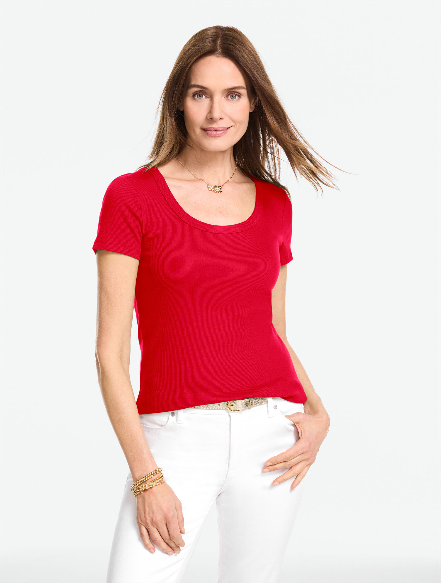 Ribbed Scoop Neck Tee