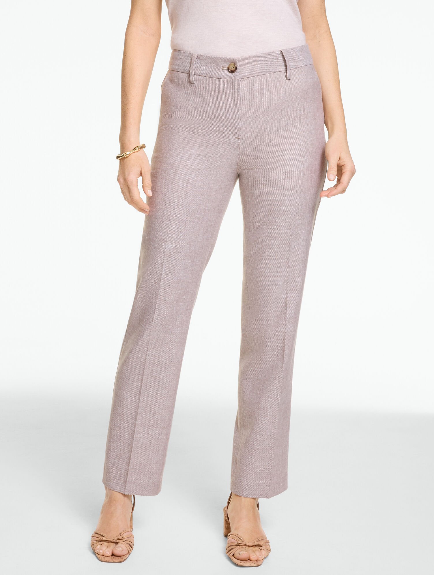 Straight Ankle Linen Pants