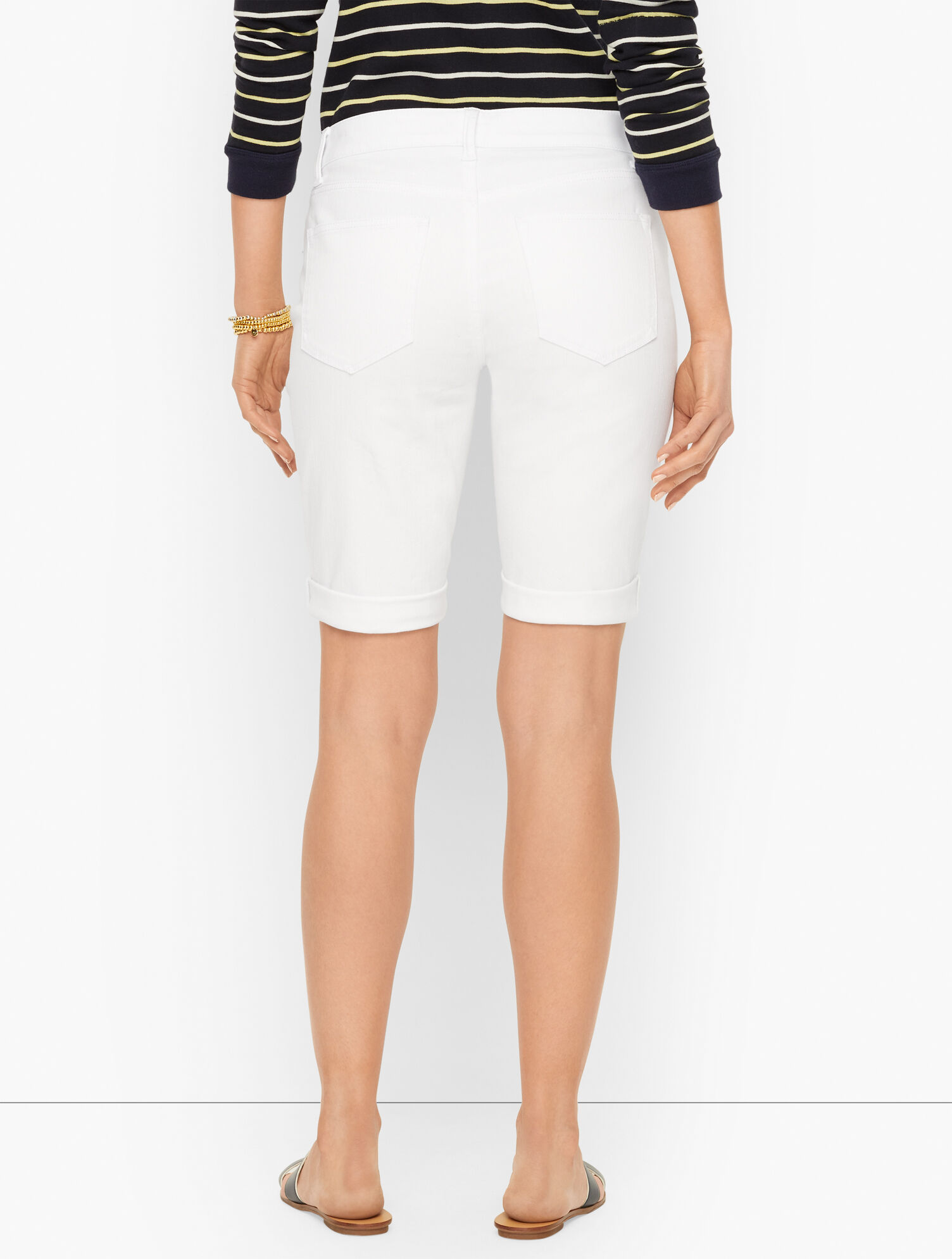 Girlfriend Denim Shorts - White