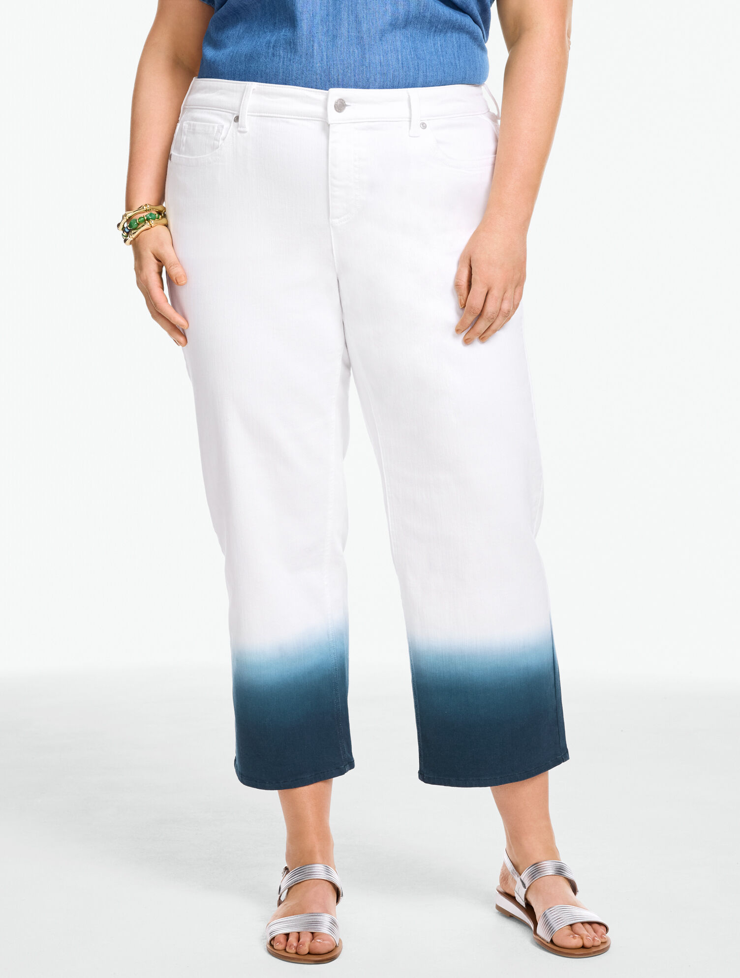 Wide Crop High Waist Jeans - Dip-Dyed