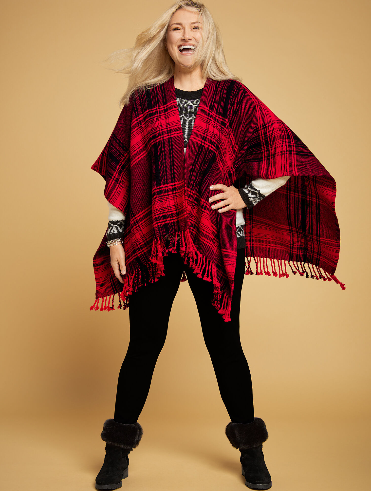 Woven Plaid Ruana