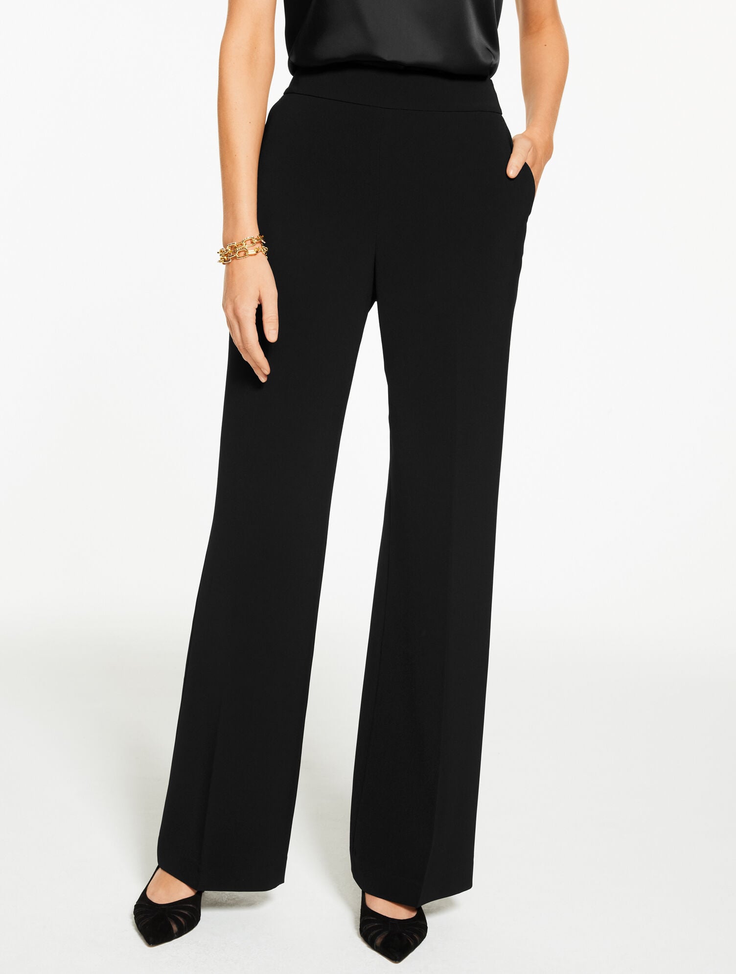 Wide Leg Stretch Crepe Pants | Talbots