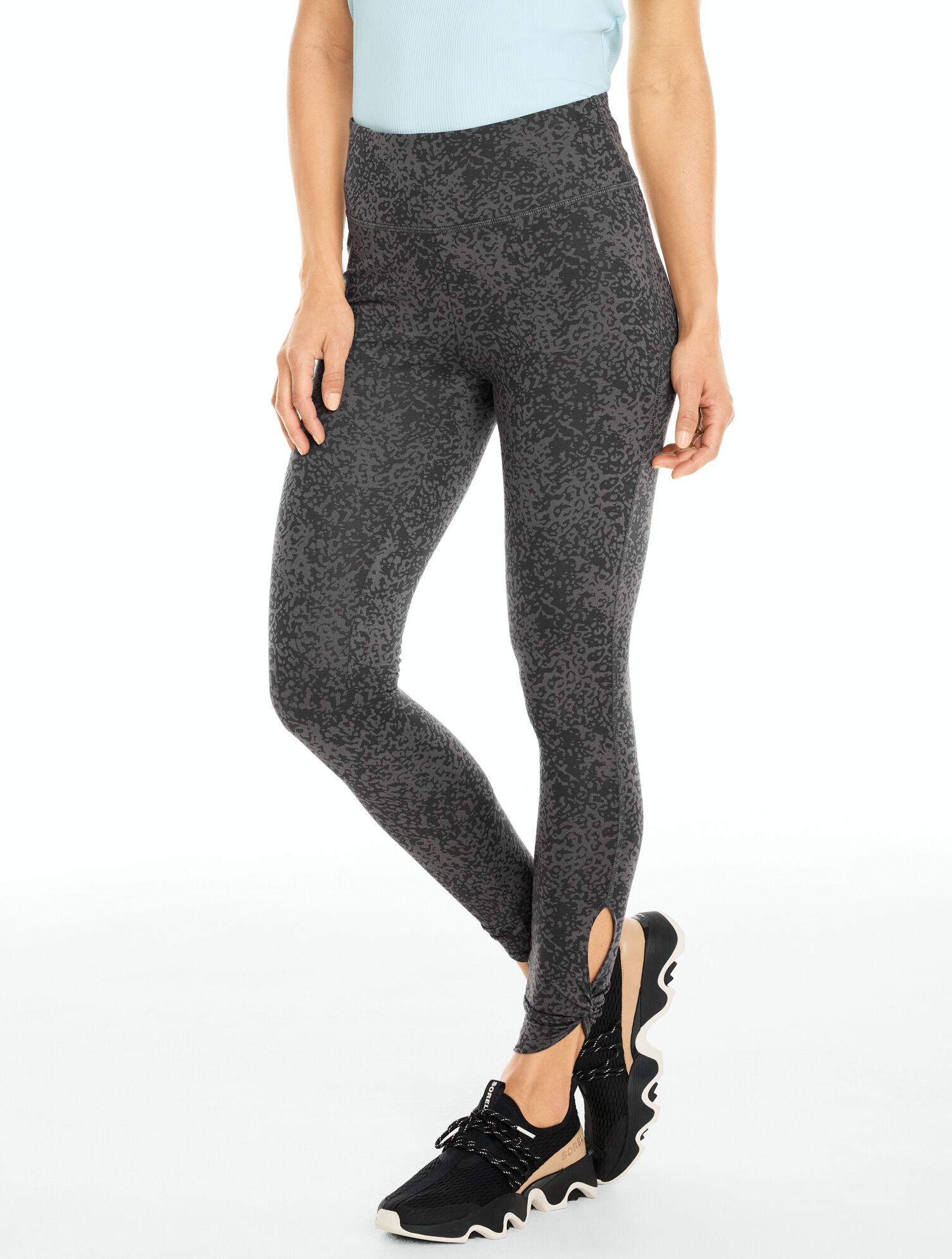 Out &amp; About Twist Capri Leggings - Abstract Leopard Jacquard