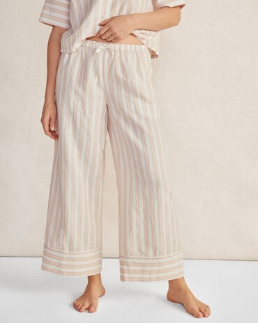 Organic Cotton Linen Striped Pajama Pants