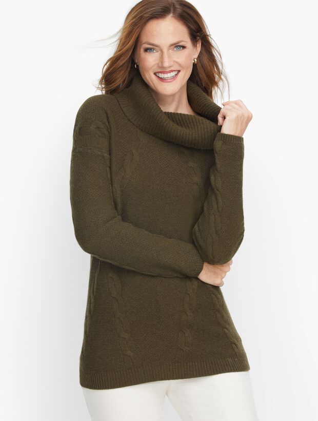 Cashmere Mixed Stitch Cowlneck   Sweater