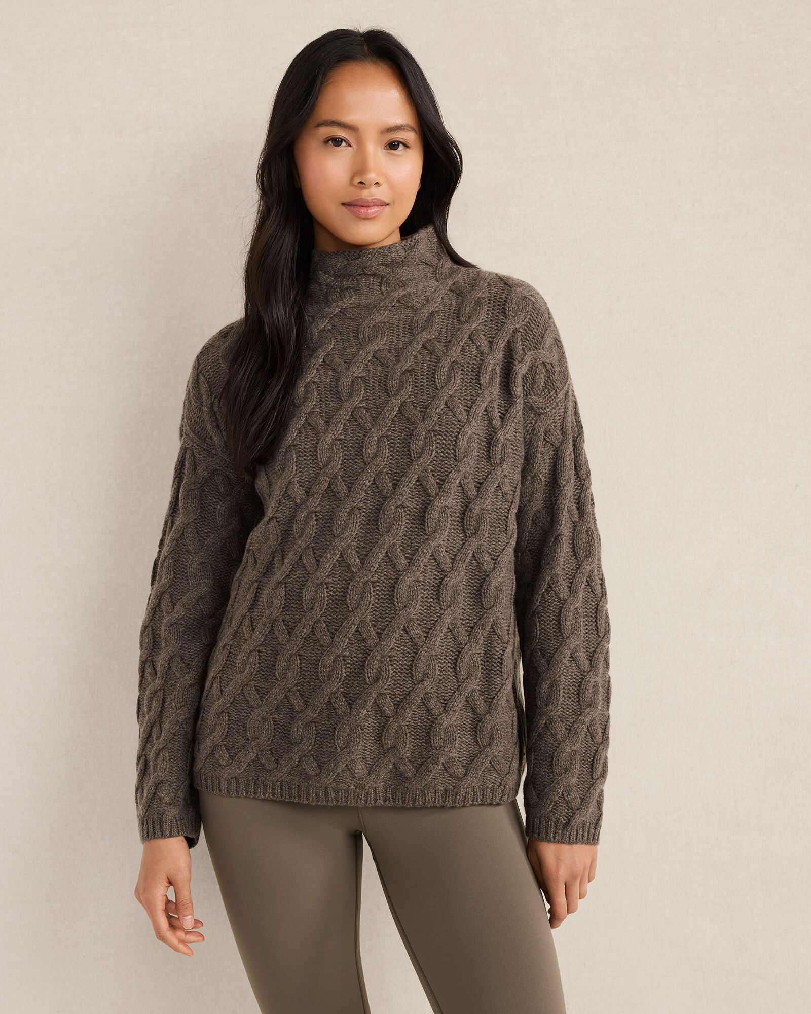 Cashmere Allover Cable Mockneck Sweater | Haven Well Within