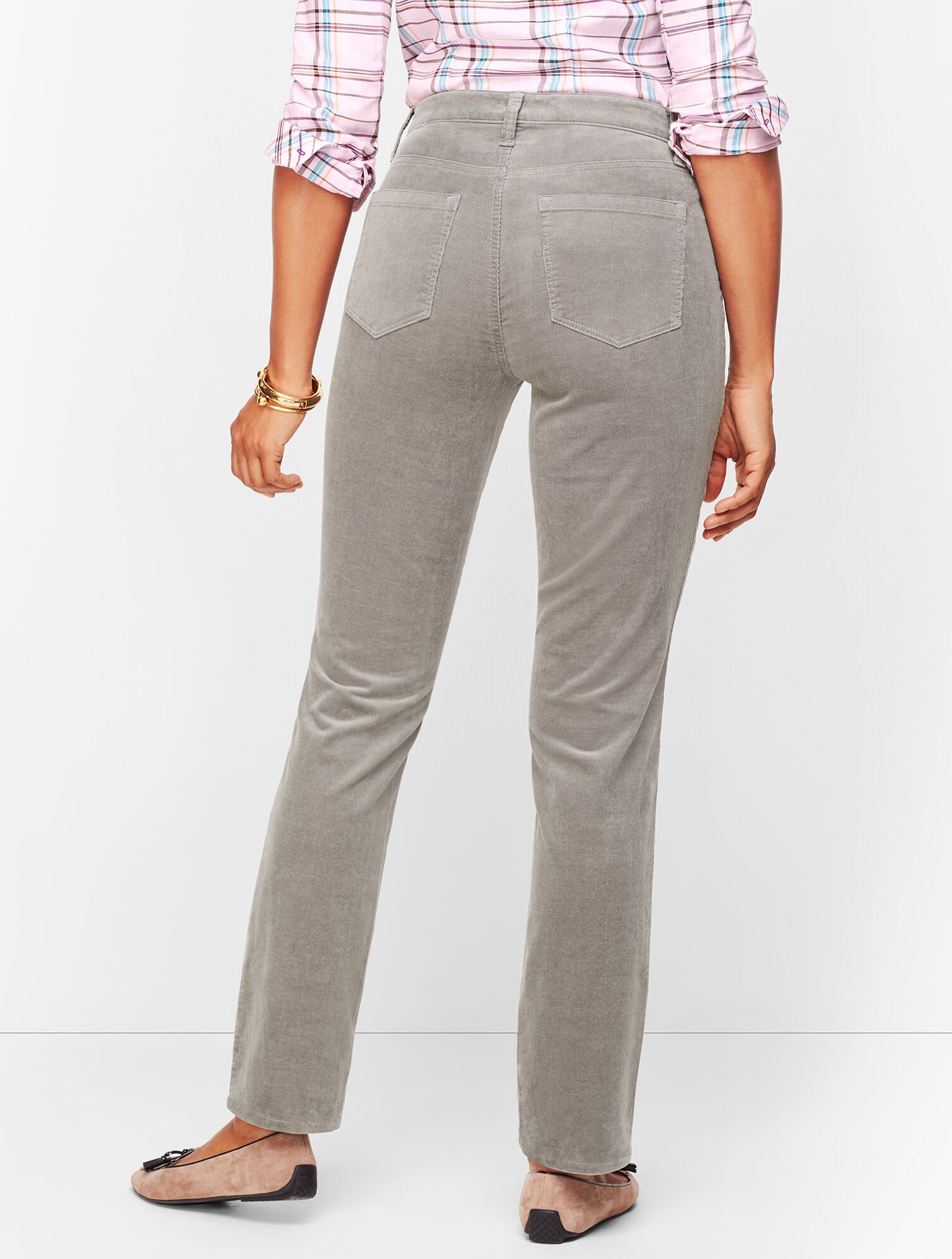 Stretch Corduroy Straight Leg Pants - Curvy Fit