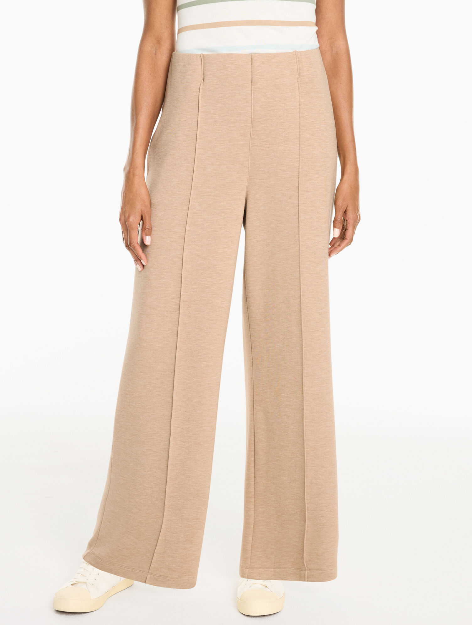 AirKnit Stretch Hollywood Waist Wide Leg Pants - Heathered