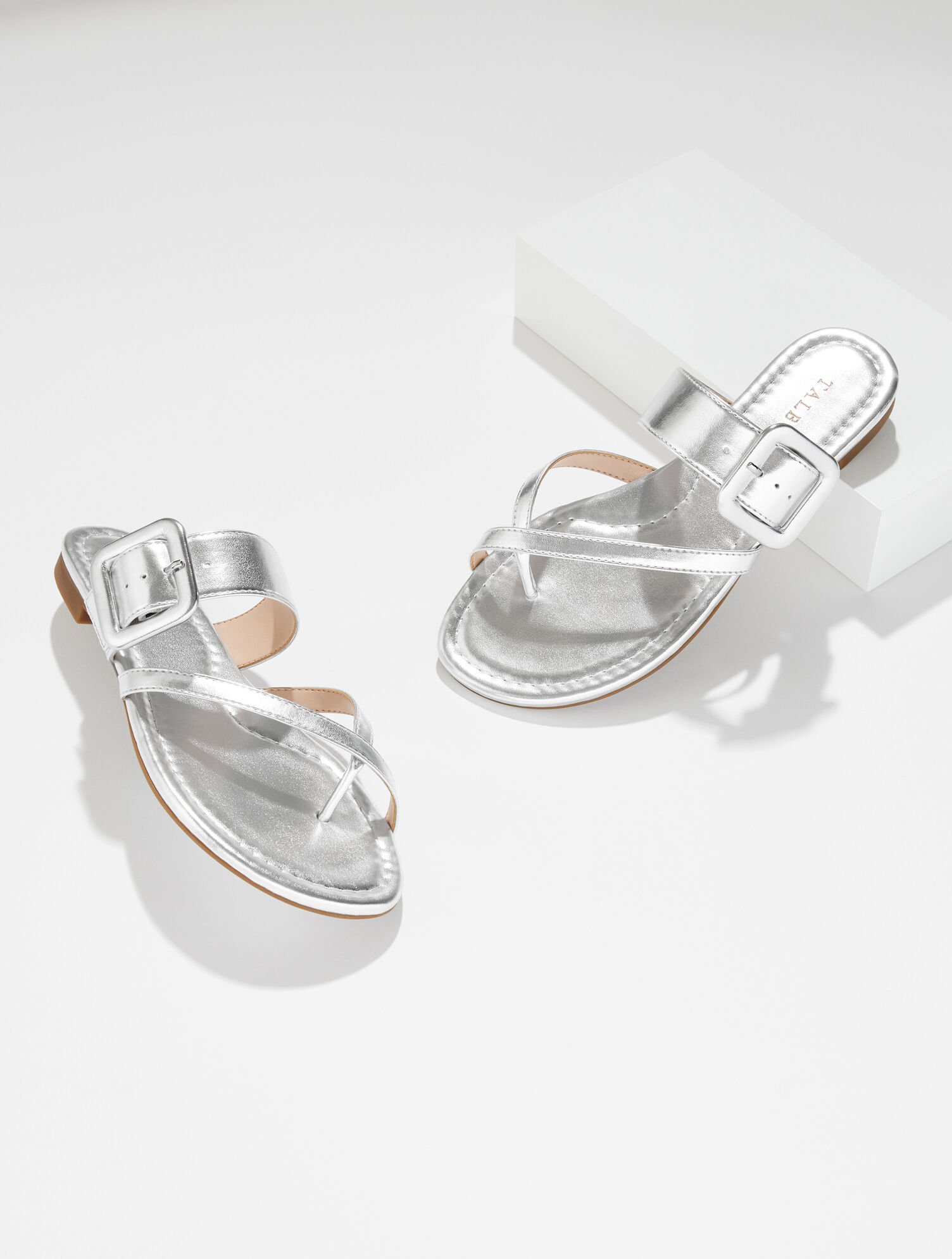 Camy Buckle Slides - Metallic