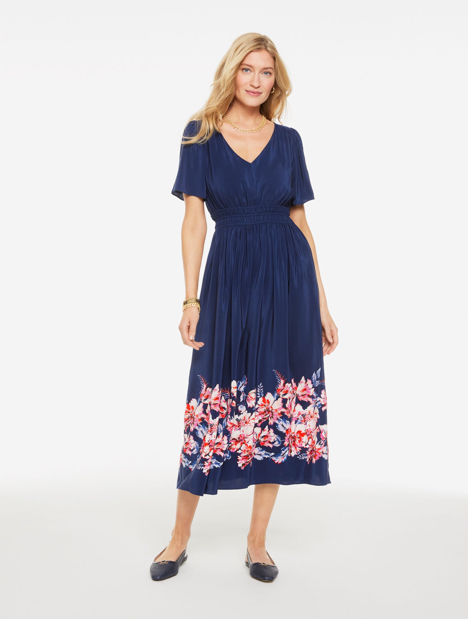Fit & Flare Dress - Foliage Border