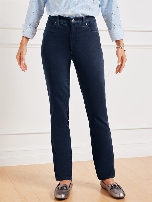 Stretch Corduroy Straight Leg Pants - Solids - Curvy Fit