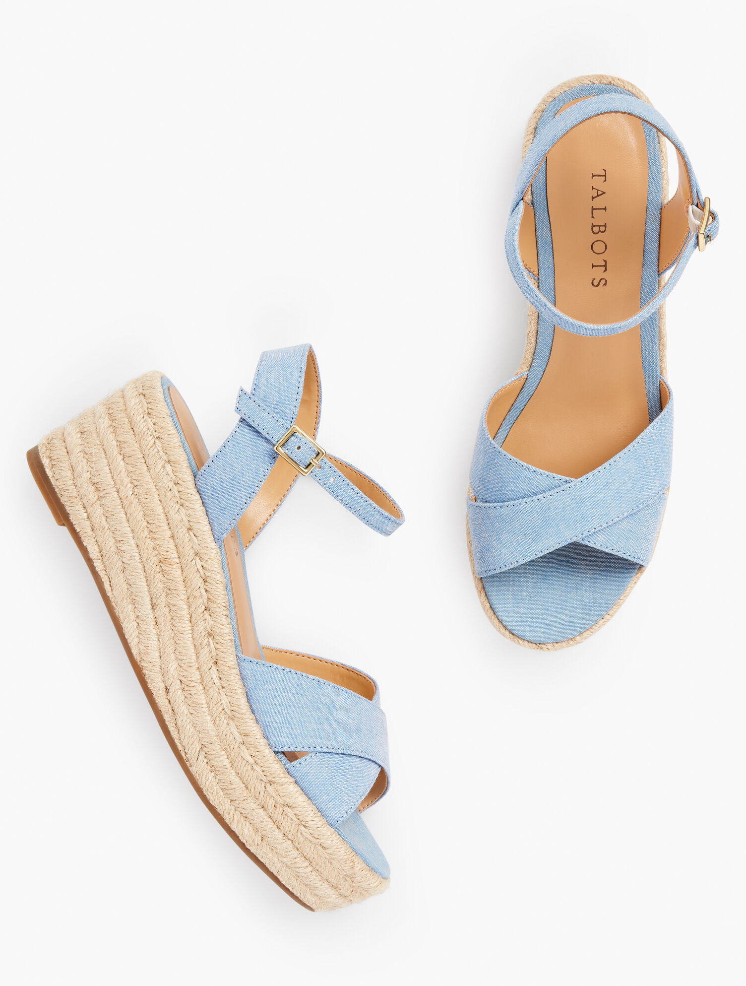 Natalie Canvas Platform Wedge Sandals - Chambray | Talbots
