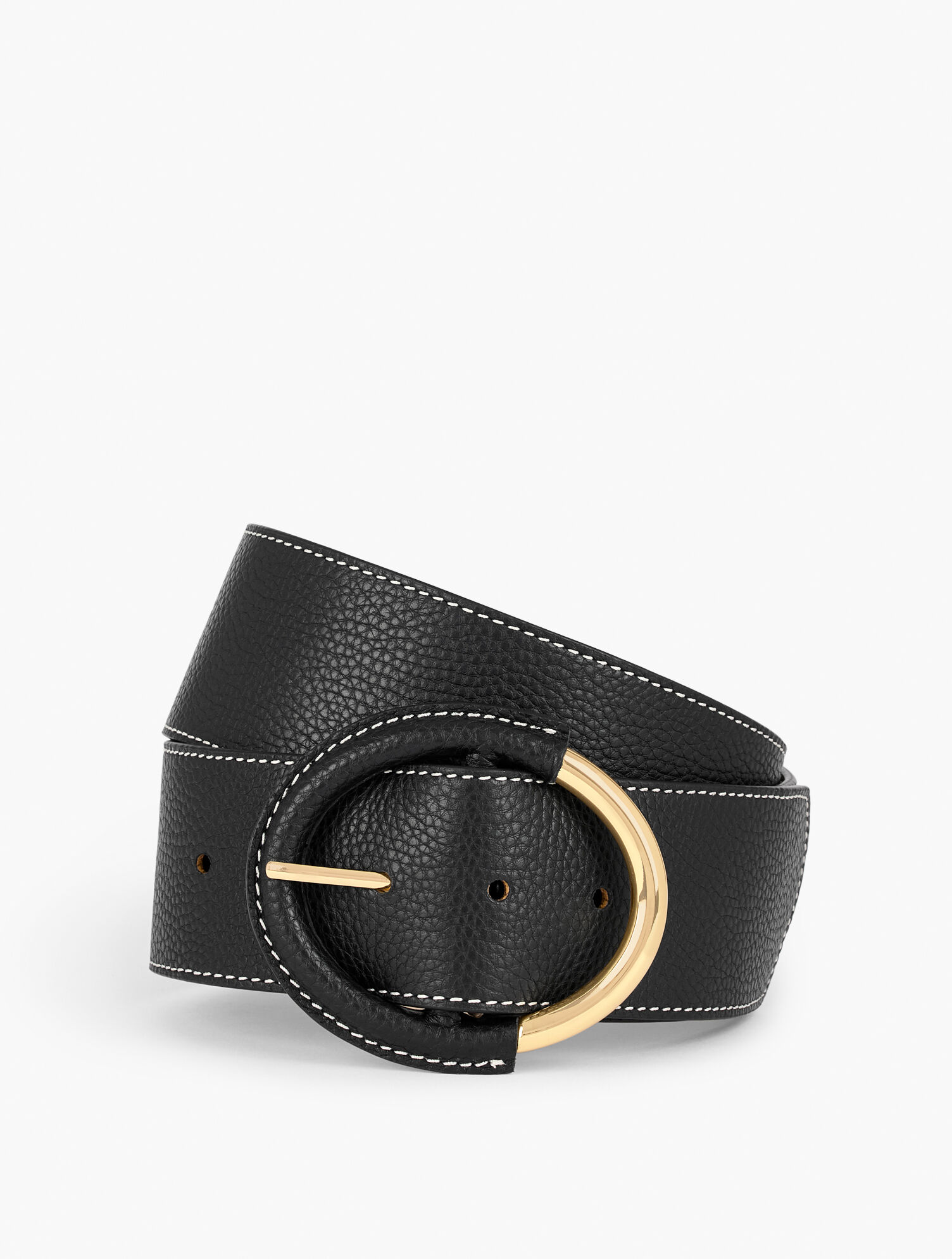 Talbots BLACK Pebbled Leather Belt Silver Oval Buckle Women\'s Small New Reversible Belt | Talbots main image 4