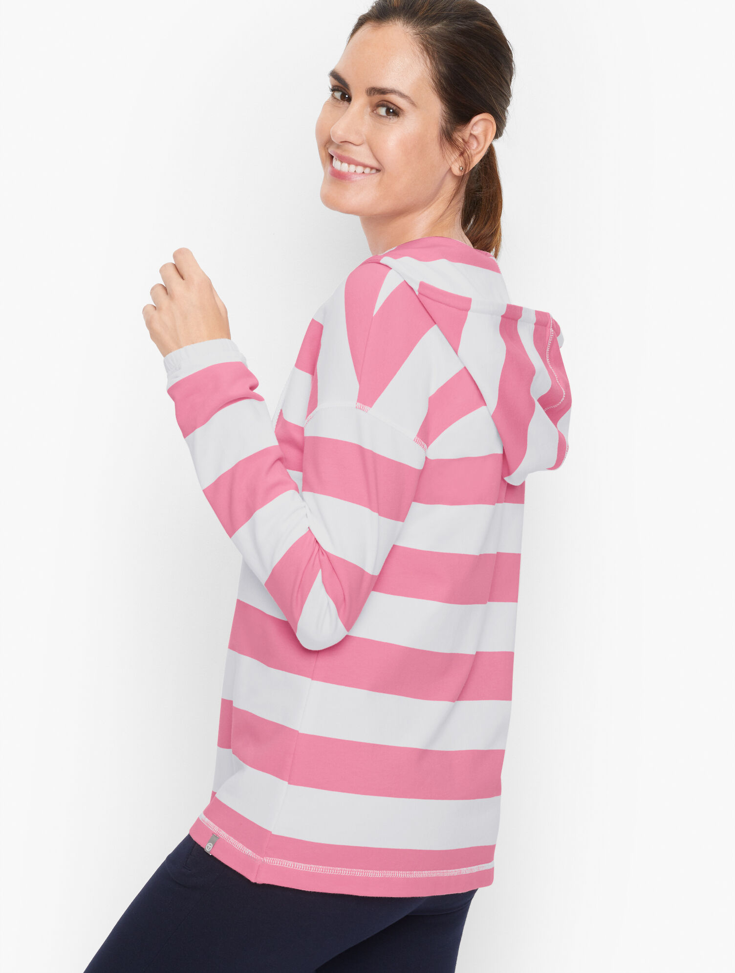 Stripe Drop Shoulder Hooded Sweatshirt