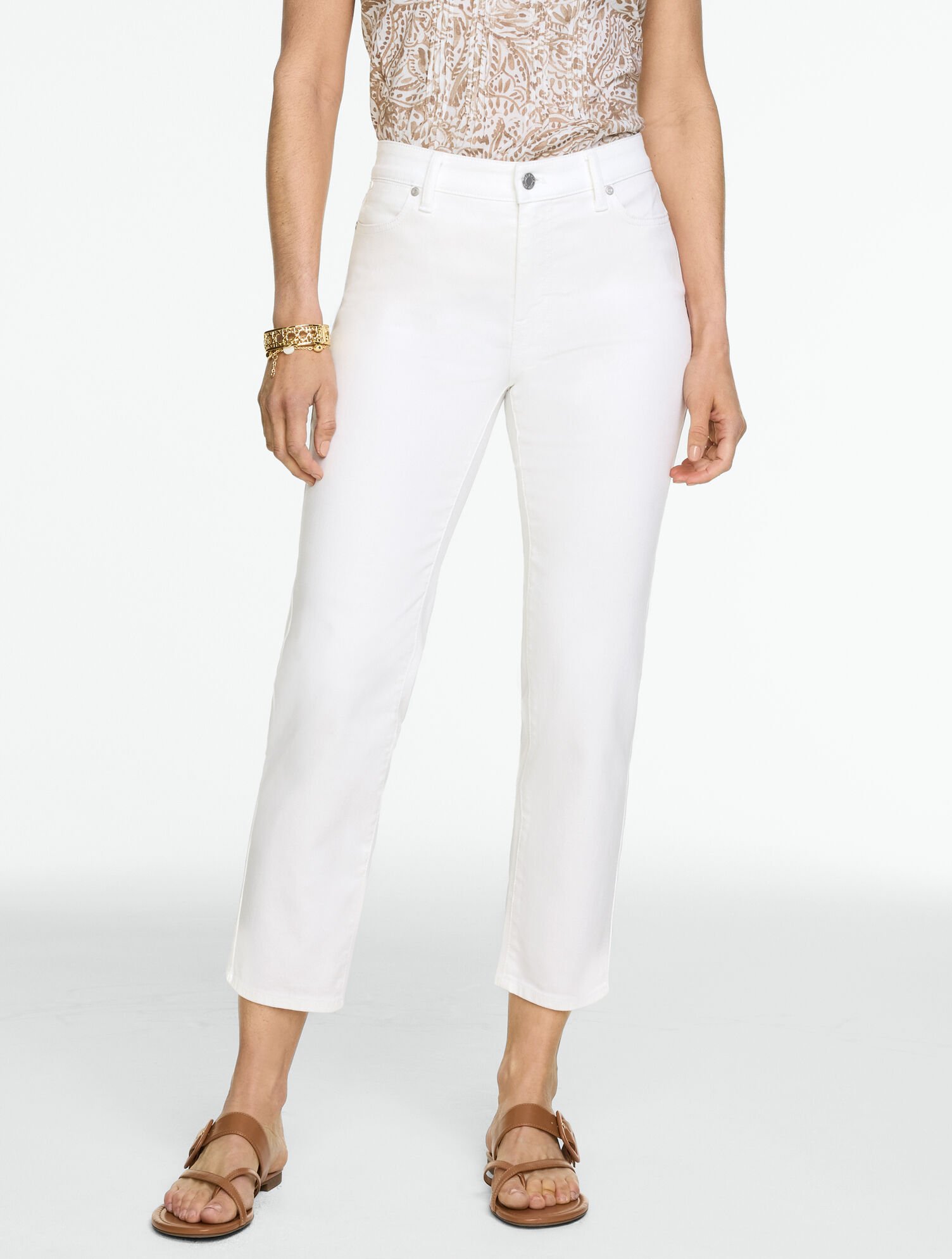 Straight Crop Lightweight Jeans - White