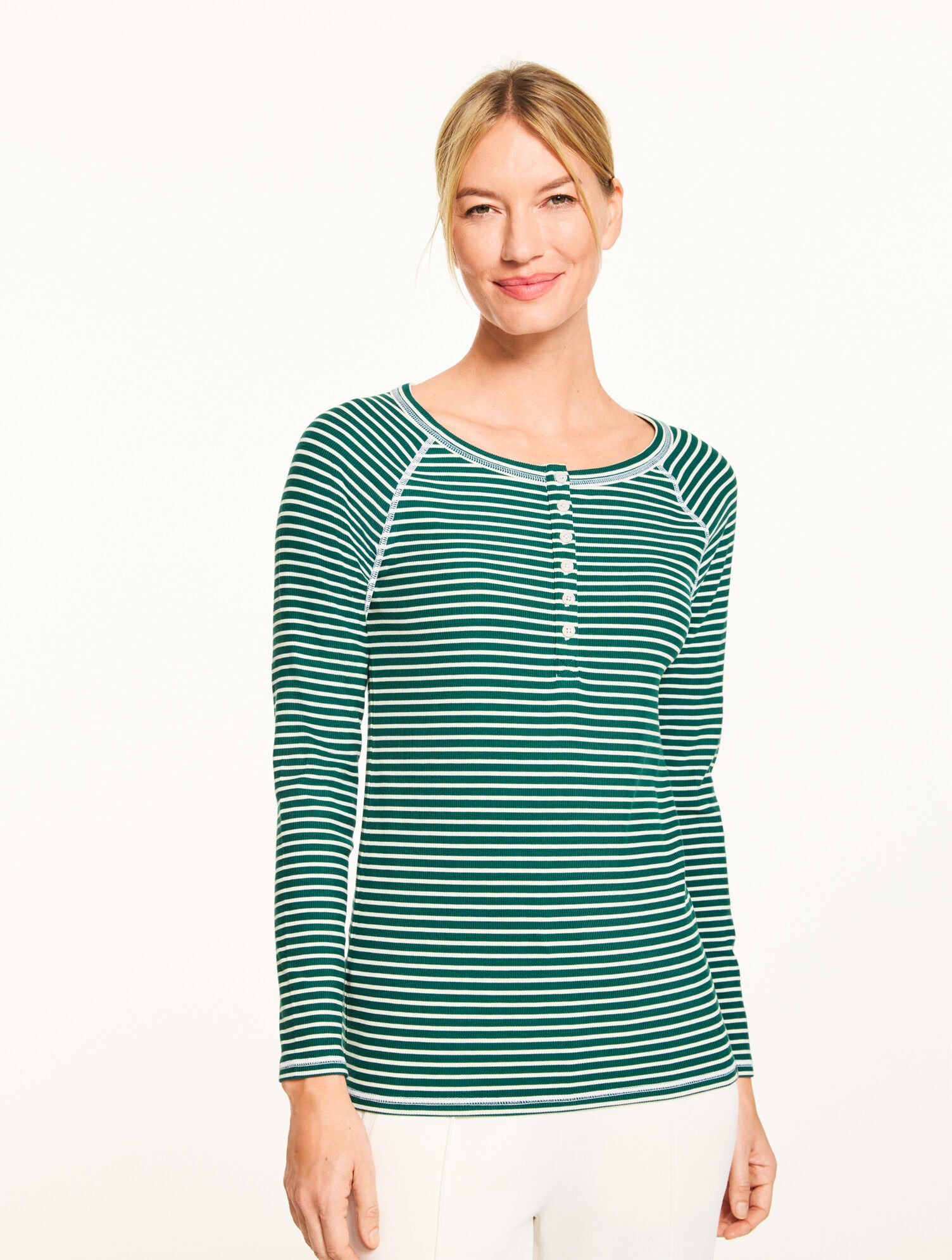 Ribbed Henley Tee - Wimbledon Stripe