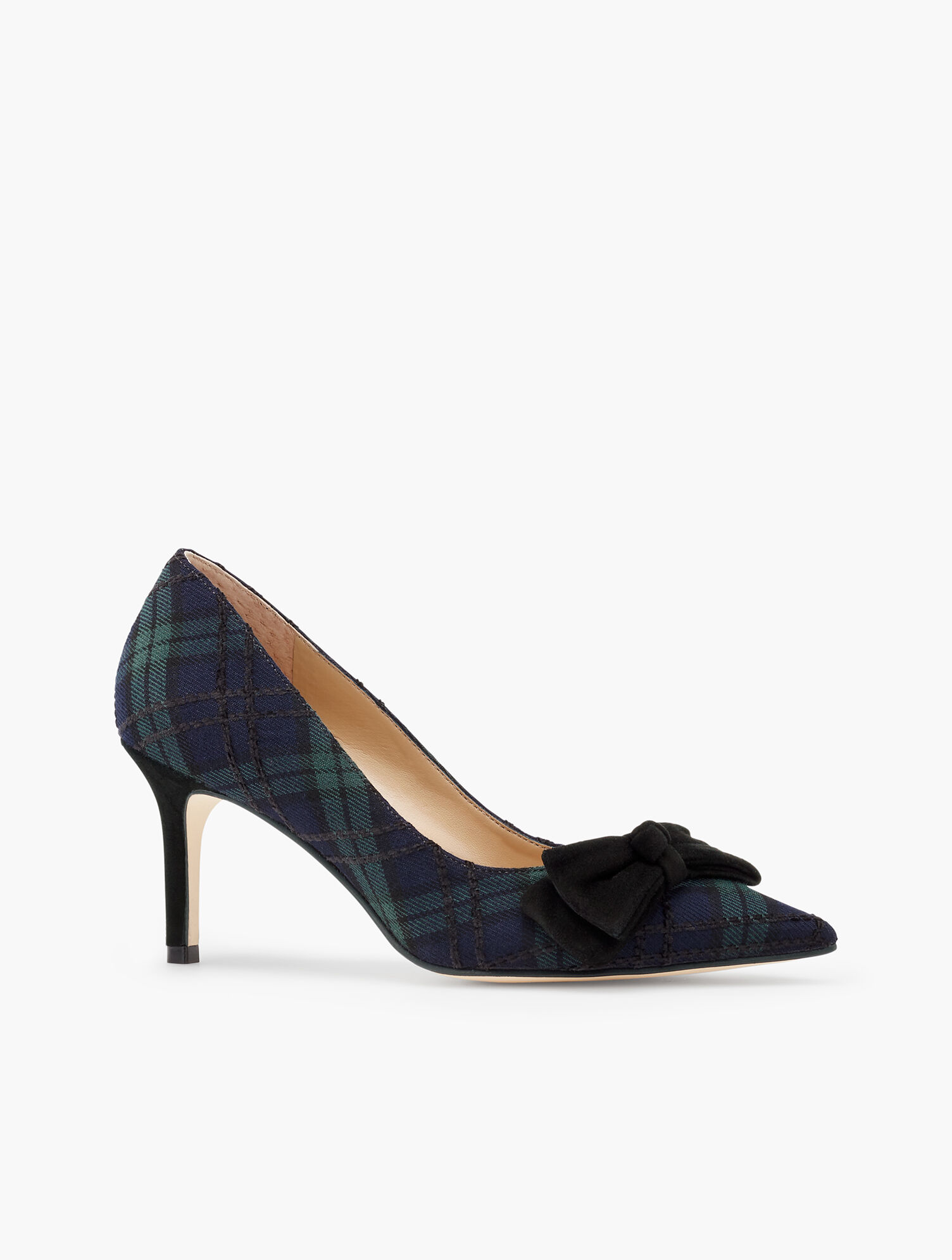 Erica Bow Pumps - Black Watch Plaid