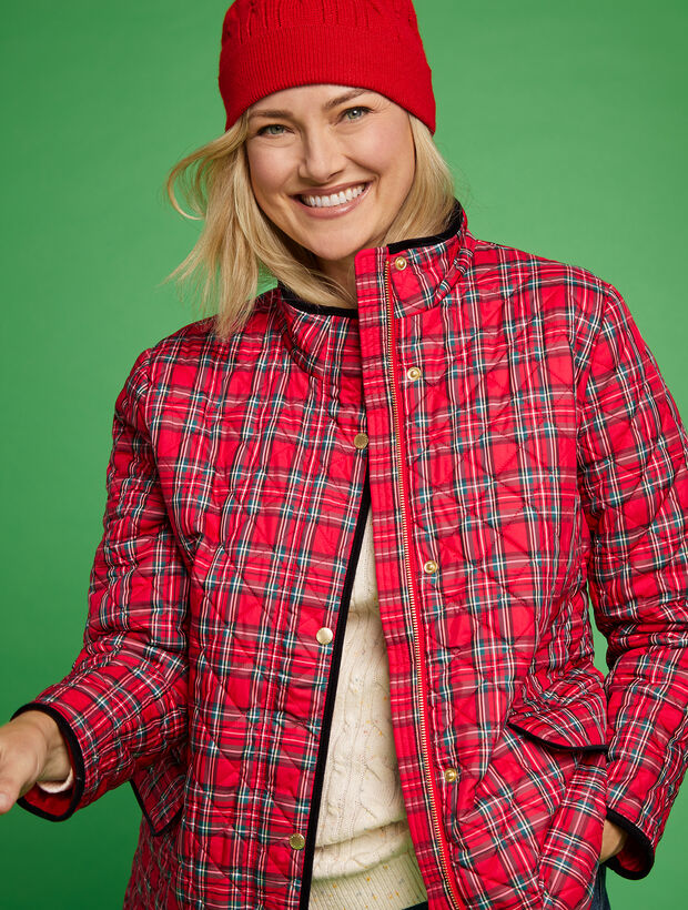 Quilted Jacket Apple Cider Plaid Talbots