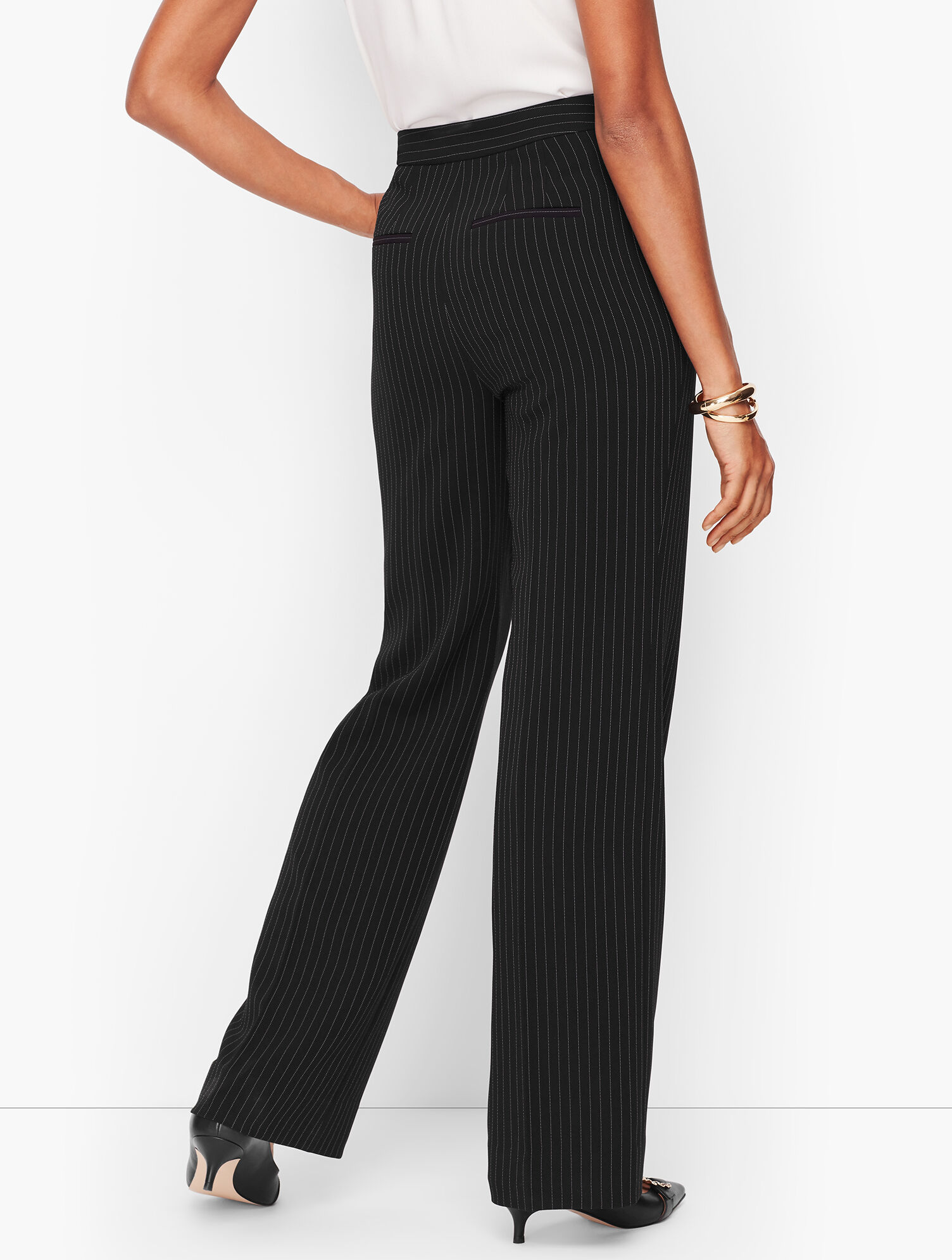 Easy Travel Pinstripe Wide Leg Pants