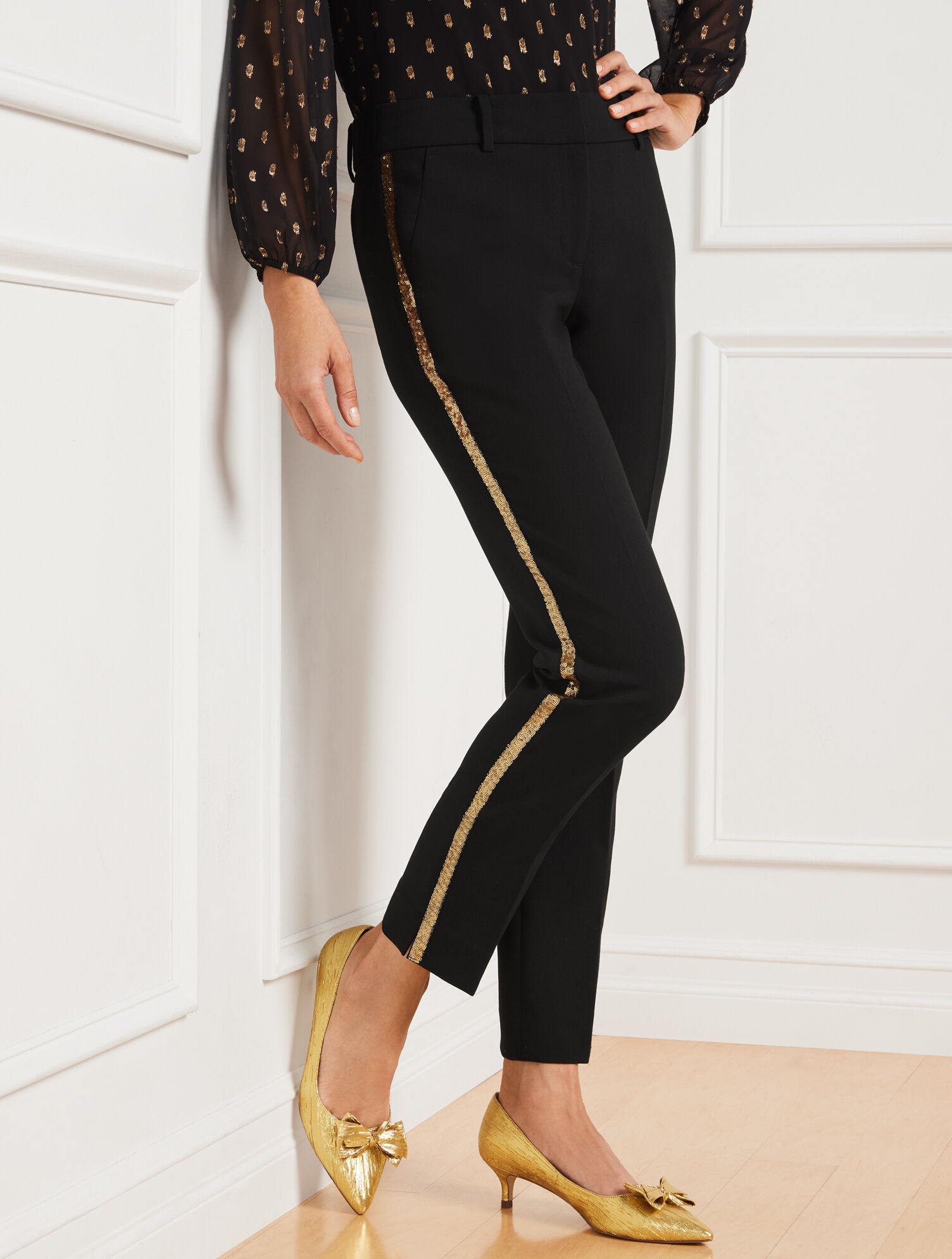 Talbots Hampshire Ankle Pants - Sequin Stripe | Talbots