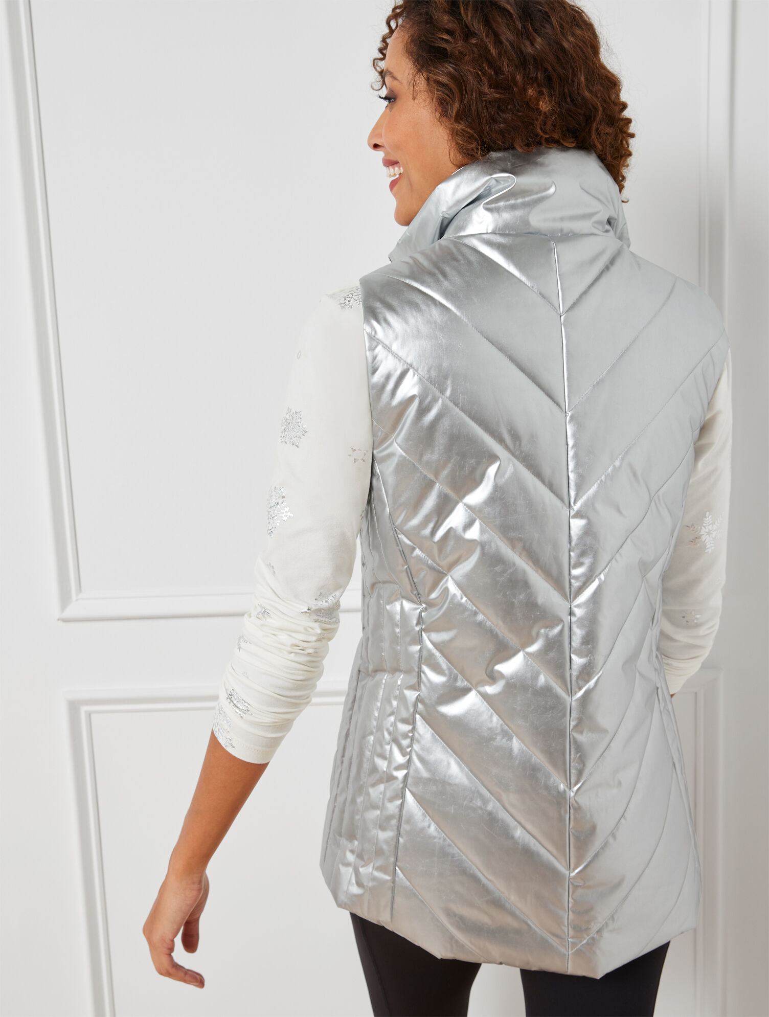 Metallic Quilted Puffer Vest
