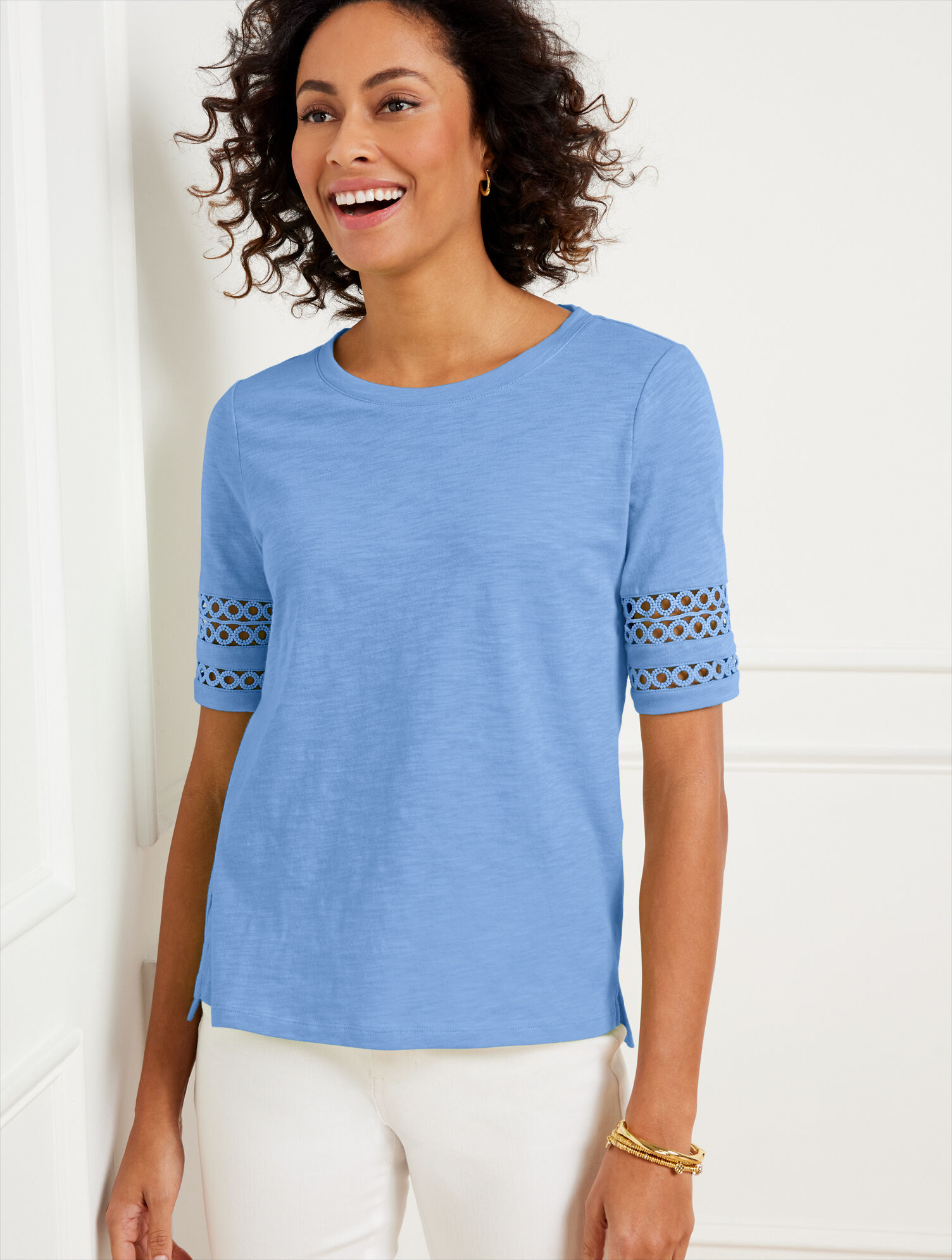 Lace Trim Crewneck Tee
