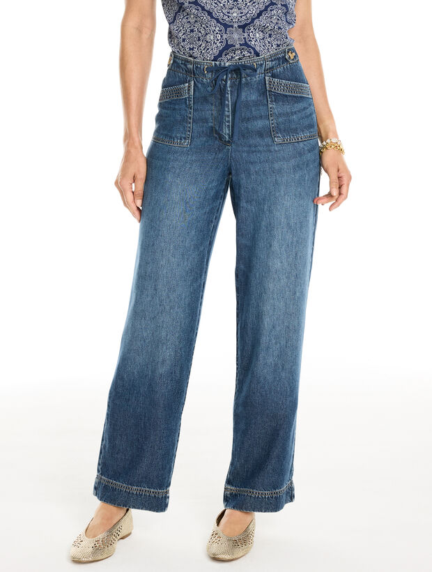 Supersoft Straight Leg Drawstring Jeans - Inglewood Wash