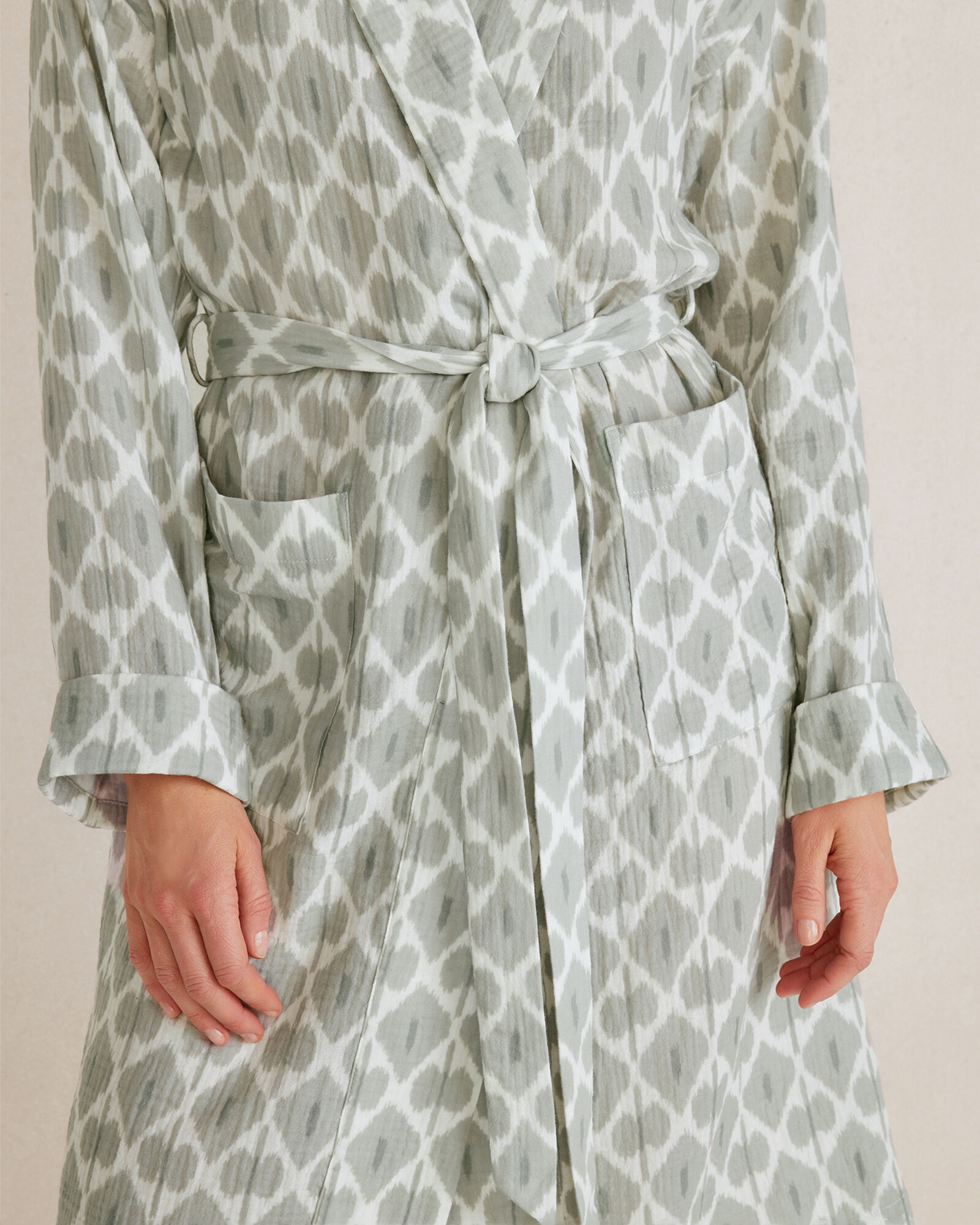 Organic Cotton Gauze Ikat Print Robe