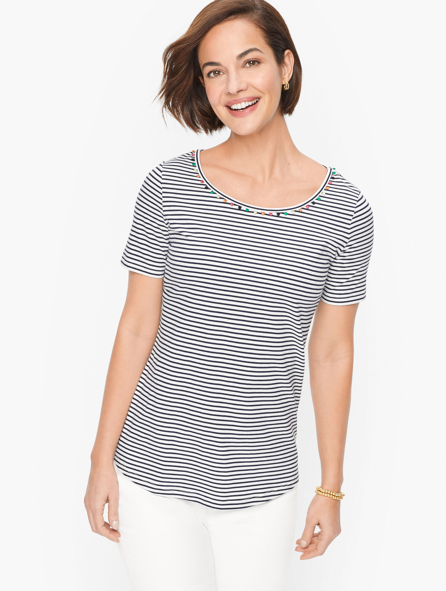 Pom Pom Trim Tee | Talbots