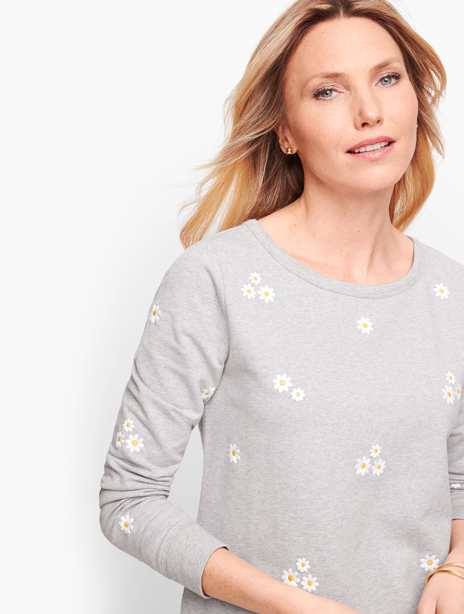 Embroidered Daisy Terry Sweatshirt