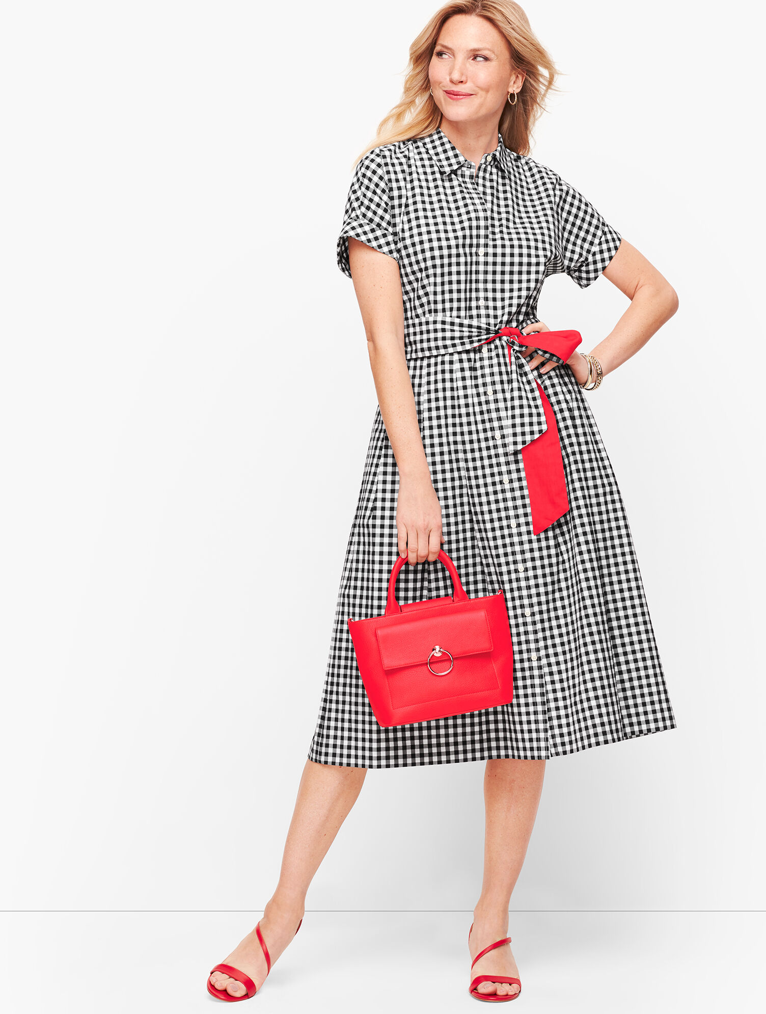 black and white gingham shirt dress Linen Gingham SS Shirt Dress