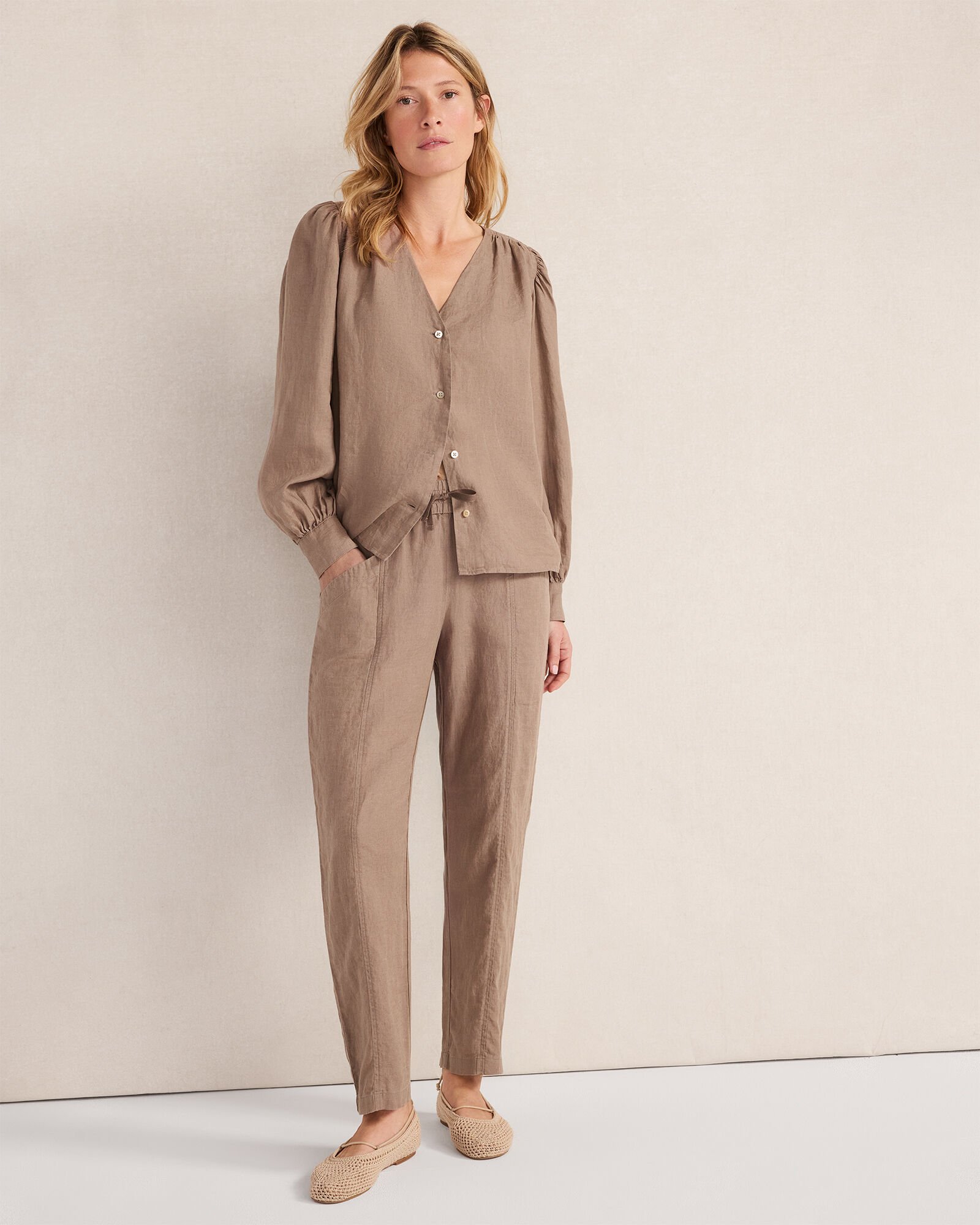 Linen V-Neck Blouse