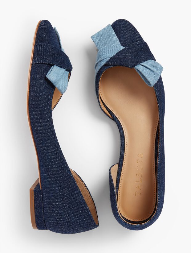 Edison D'Orsay Bow Flats - Denim