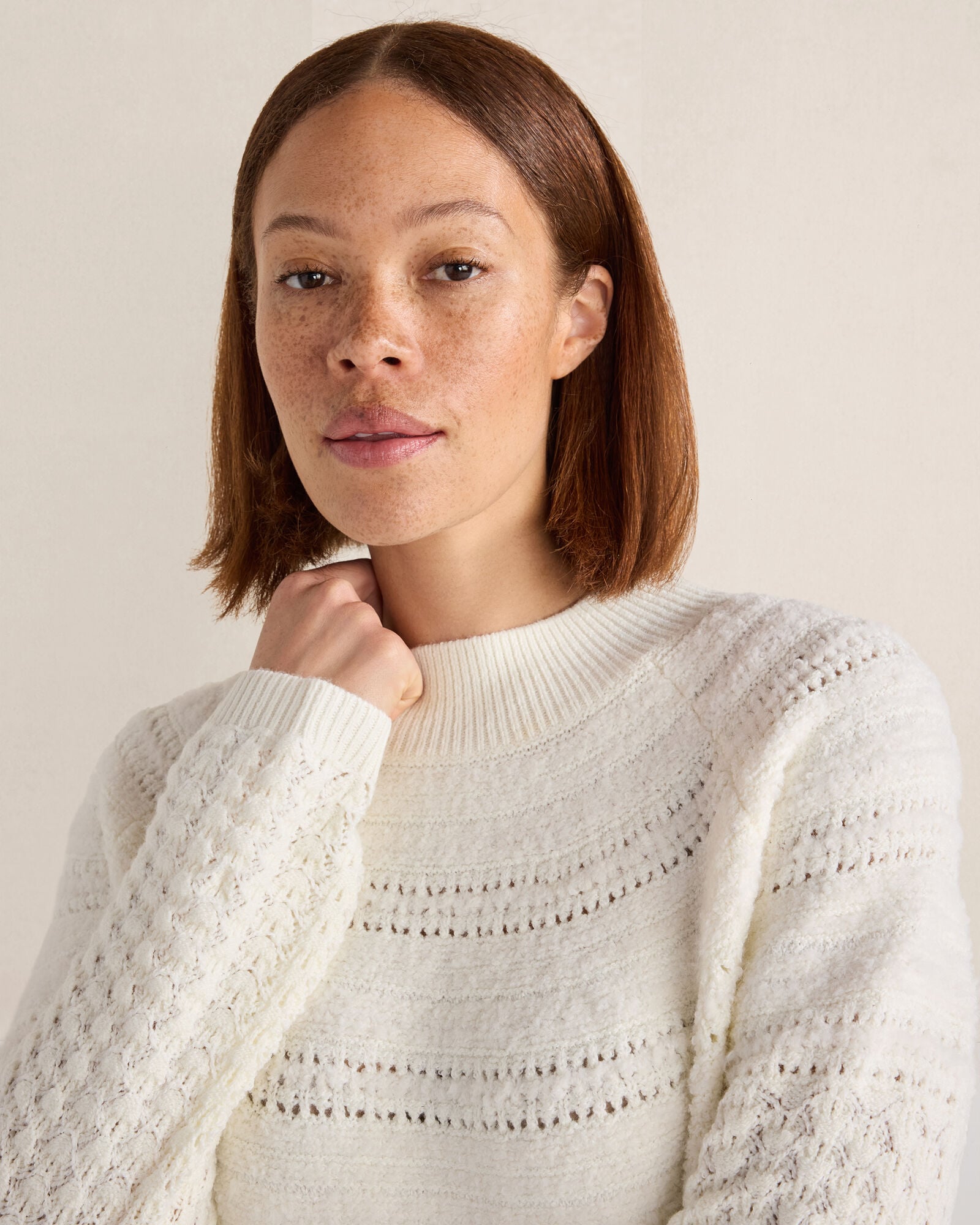 Heirloom Mixed Stitch Crewneck Sweater - thumbnail 3