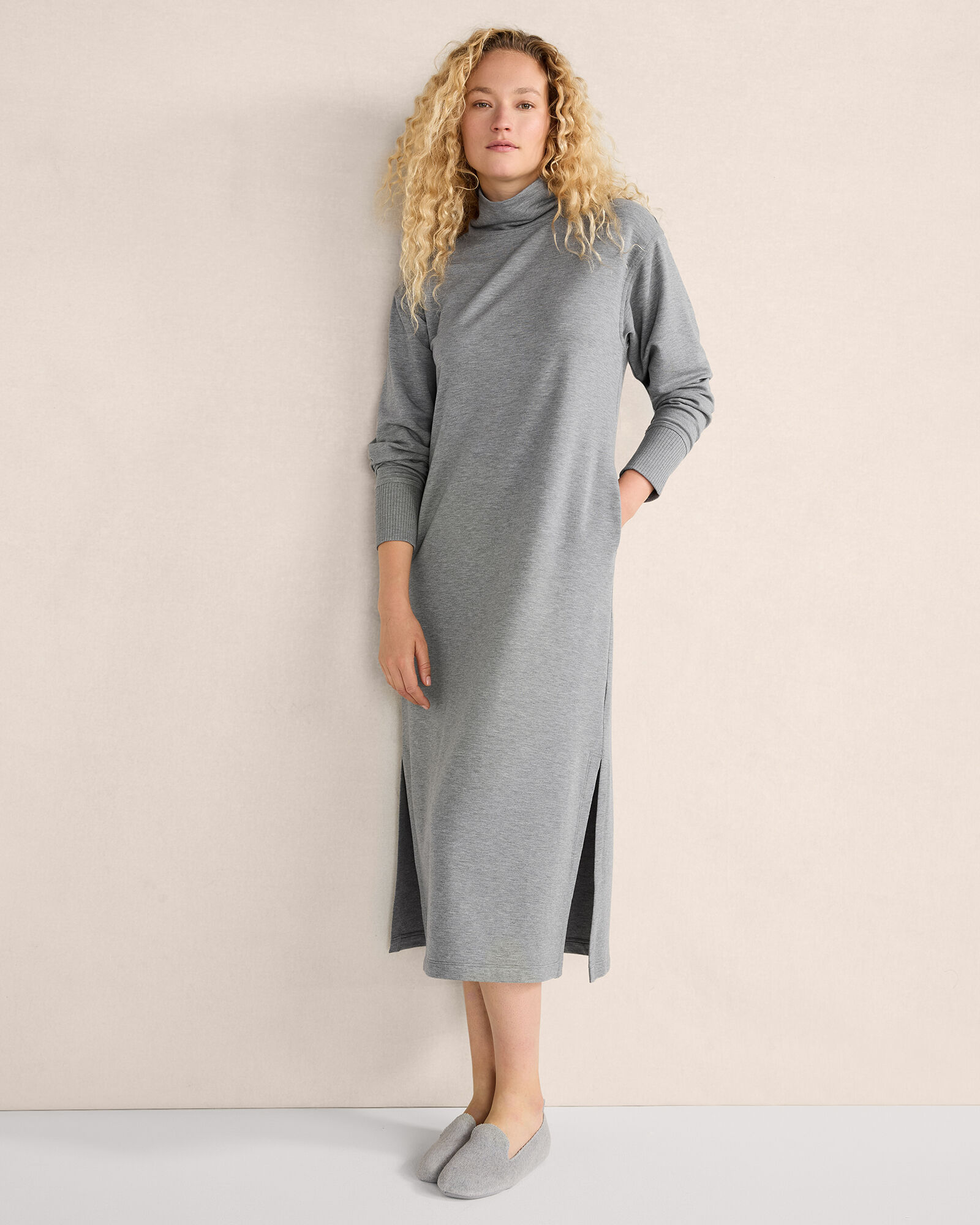 Hybrid Sweater-Pleated Turtleneck Dress main image 1