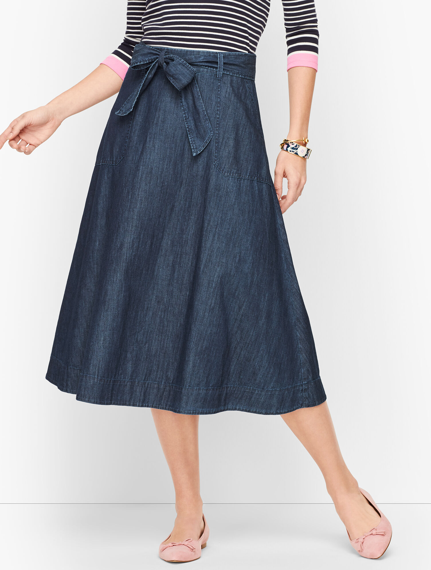 Denim Tie Front Skirt