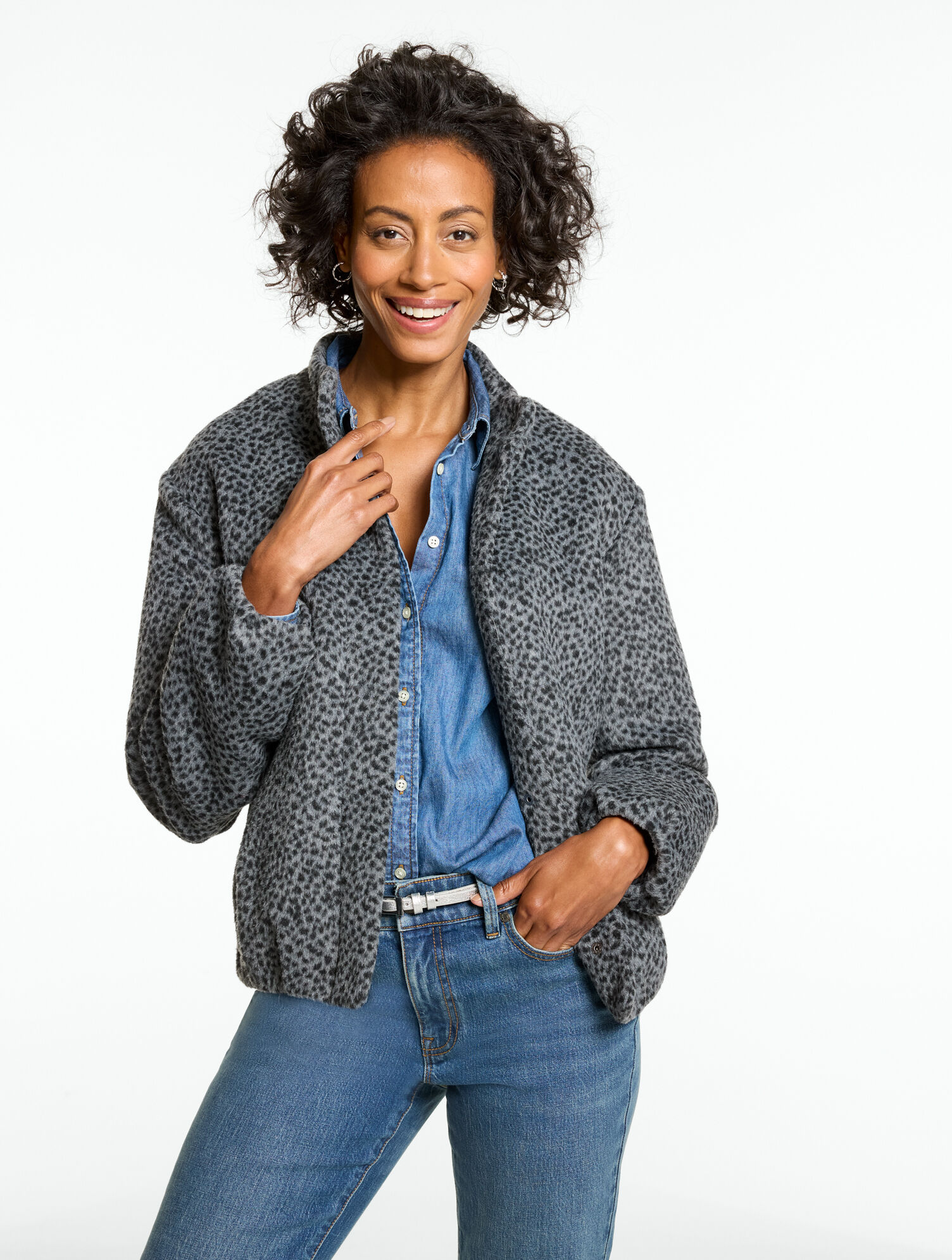 Mockneck Jacket - Petite Cheetah
