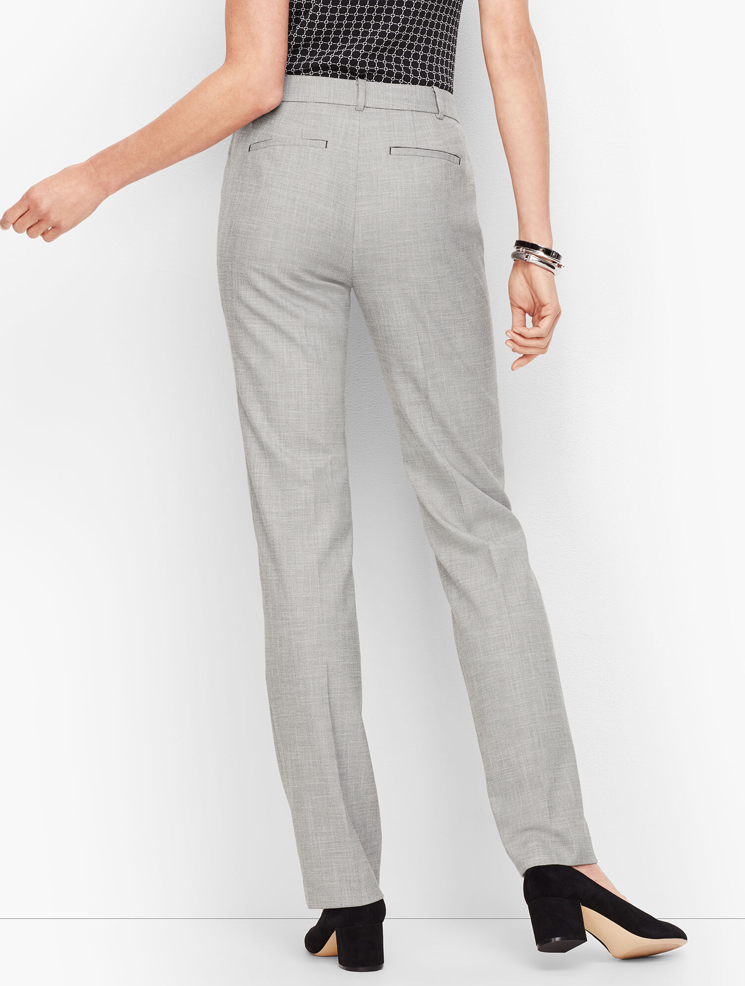 Tailored Sharkskin Straight Leg Pants