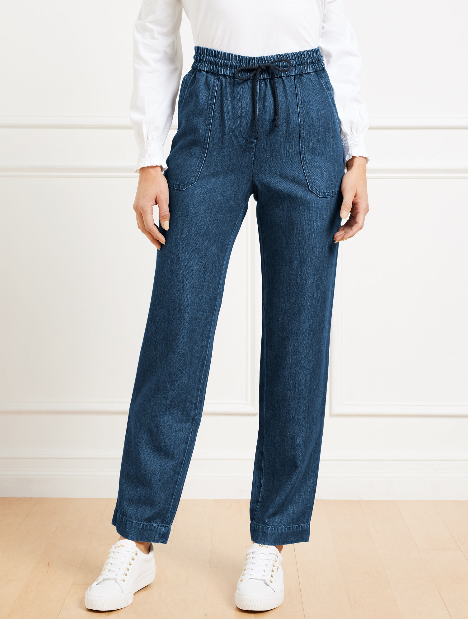 Straight Leg Drawstring Pants - Chambray | Talbots