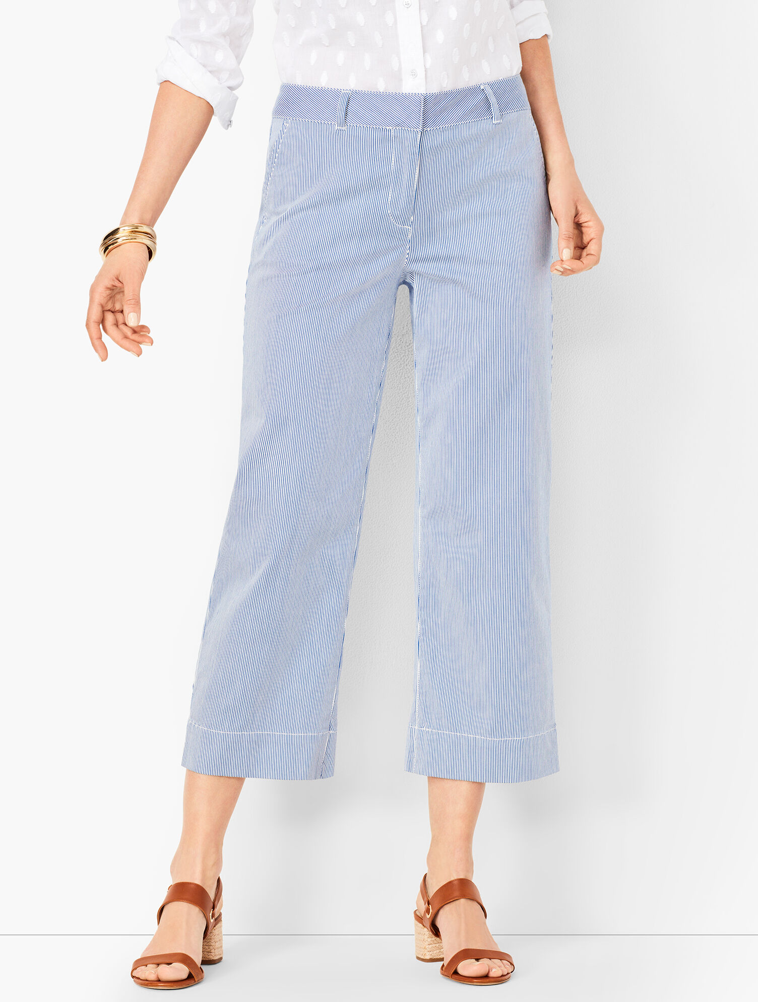 Wide-Leg Crops Pinstripe Talbots