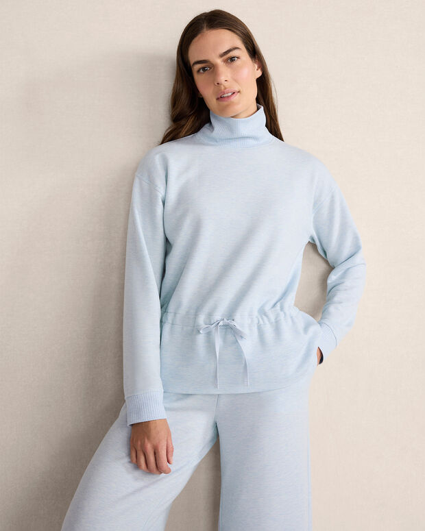 Fleece Drawstring-Waist Mockneck Top