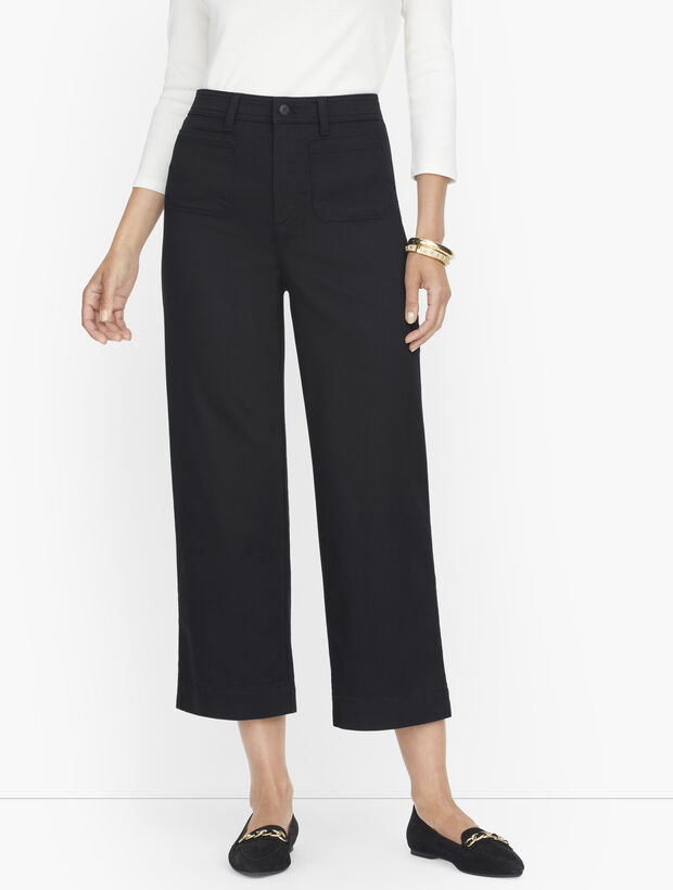 Wide Leg Crop Jeans - Black