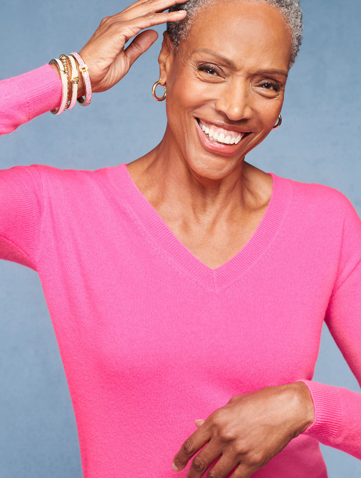 Cashmere Drop Shoulder V-Neck Sweater