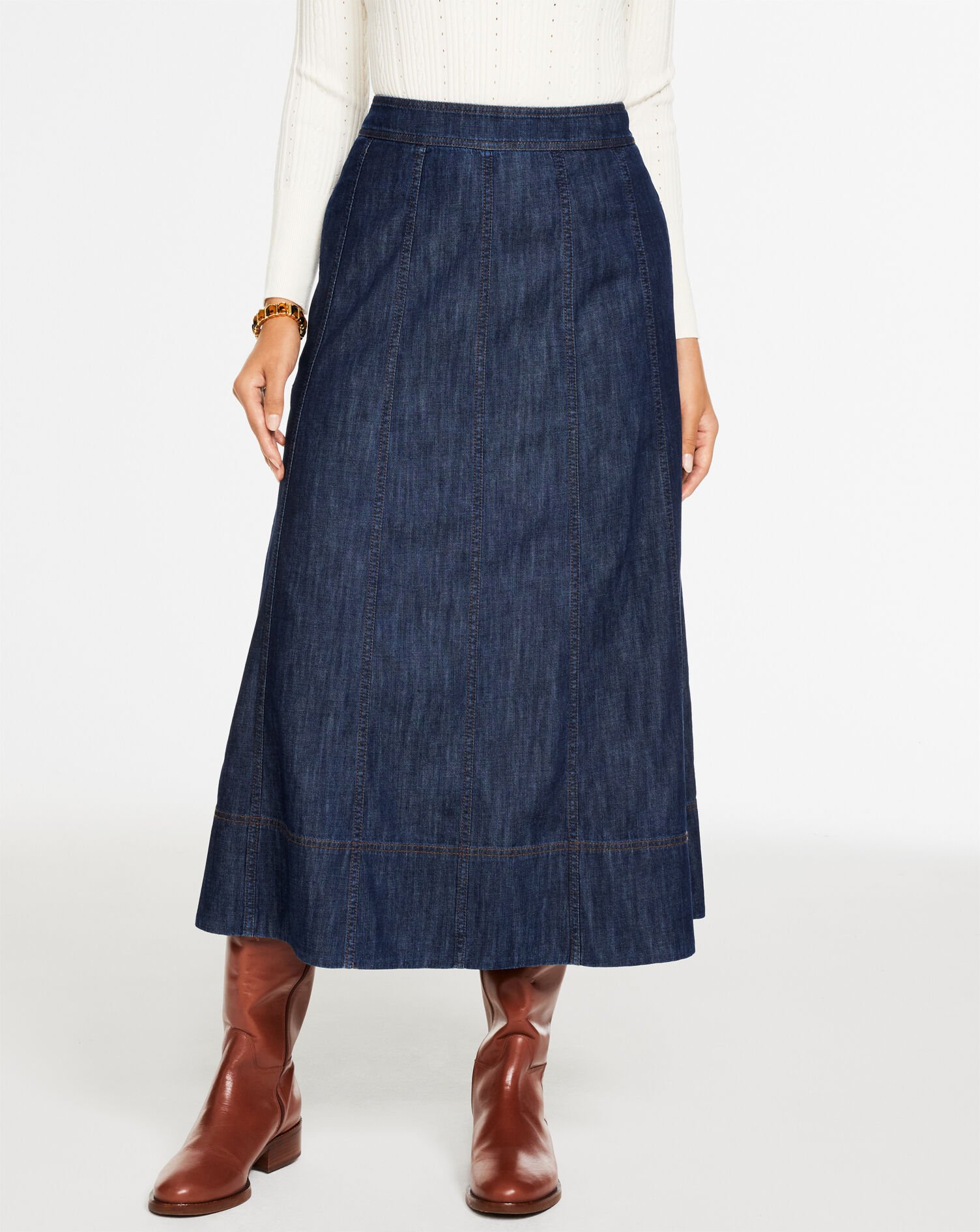 Denim Fit &amp; Flare Skirt - Harbor Wash