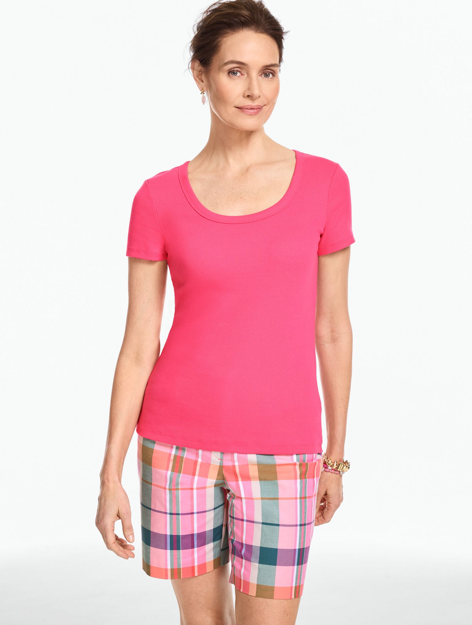 Ribbed Scoop Neck Tee