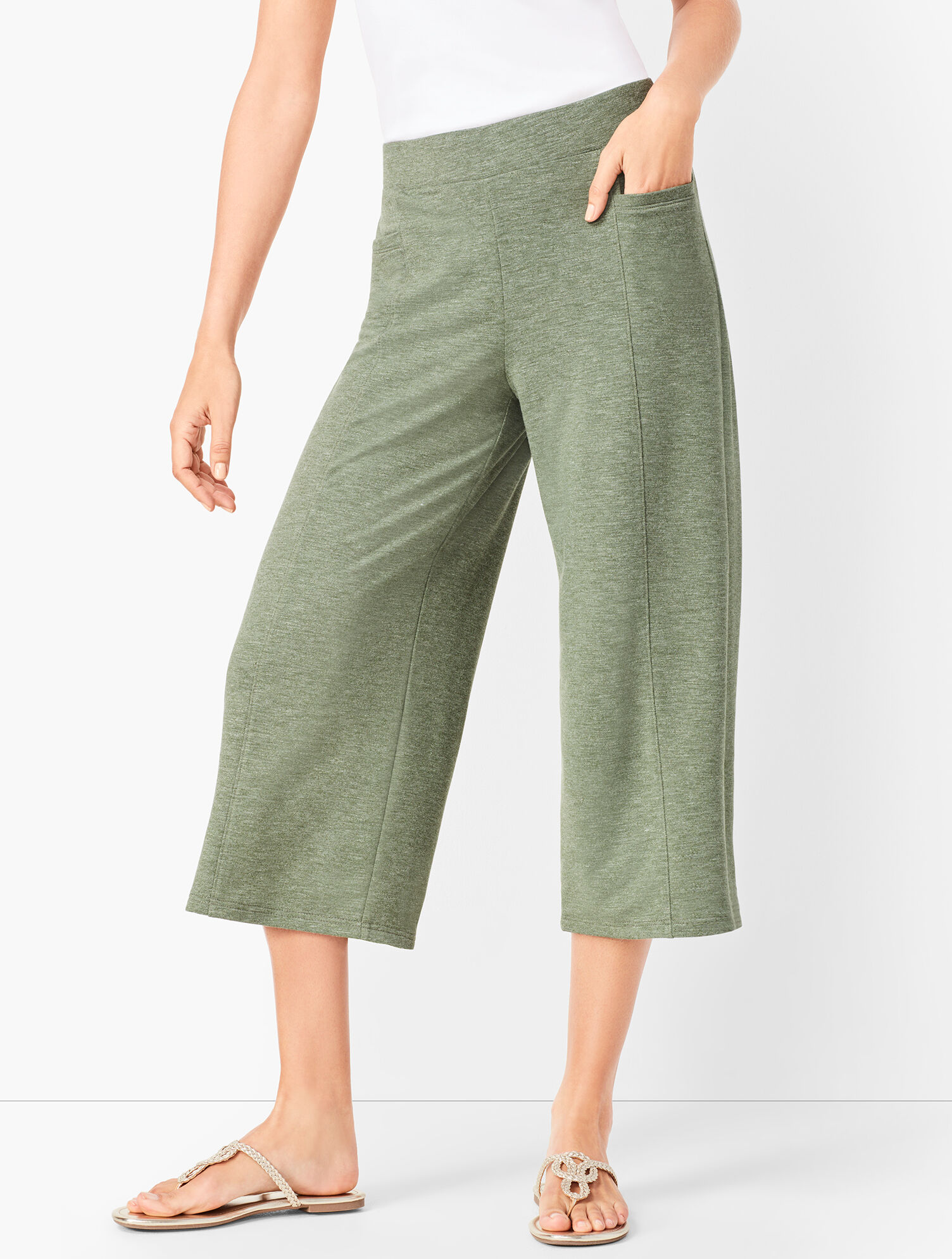 Heathered Terry Wide-Leg Crops
